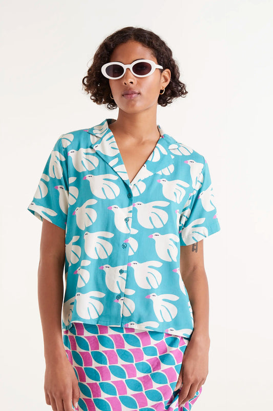 Camicia in rayon LENZING™ ECOVERO™ con stampa colomba