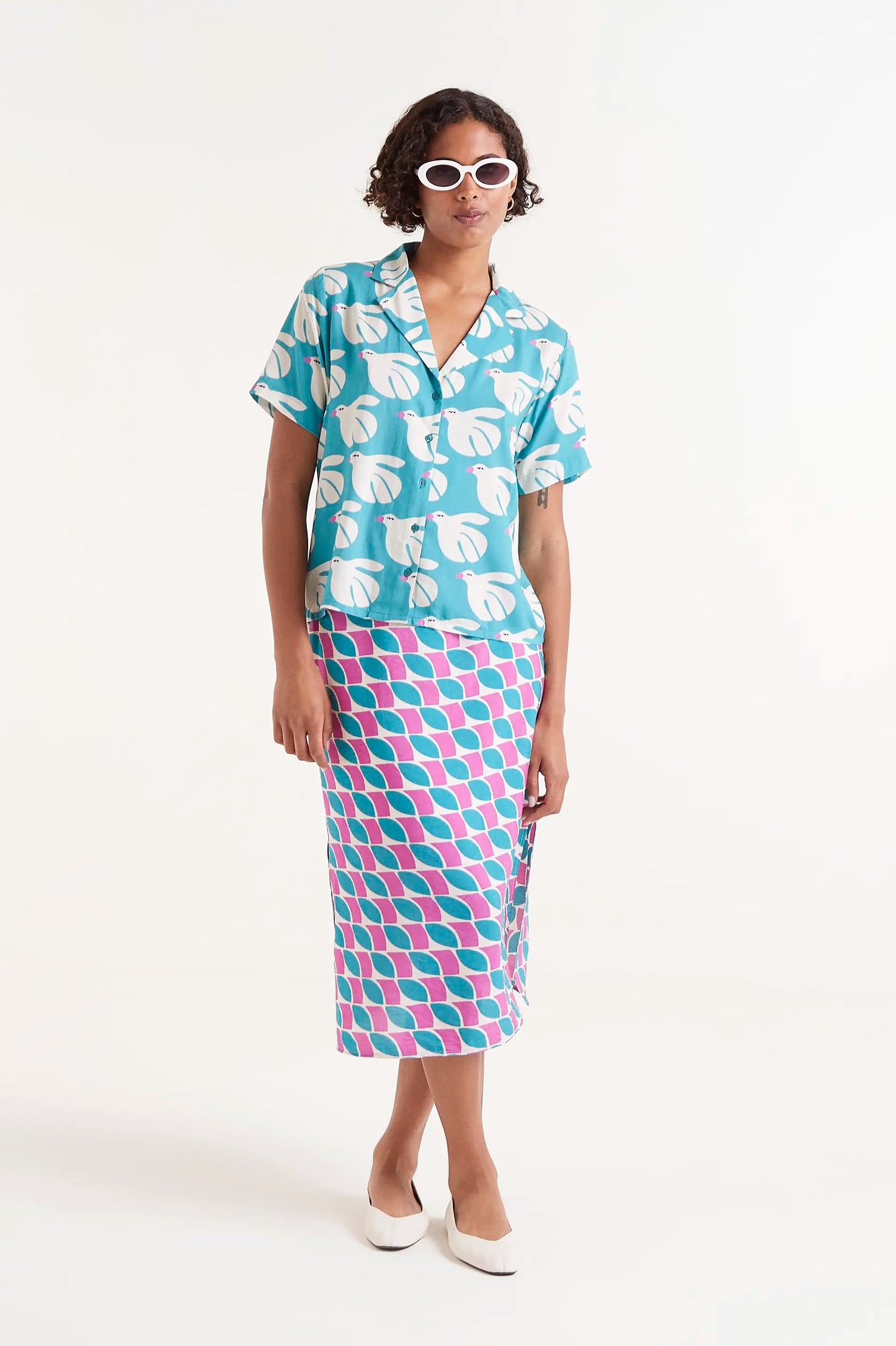 LENZING™ ECOVERO™ Rayon Shirt with Dove Print