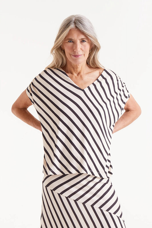 Piano striped short sleeve top