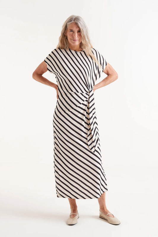 Piano striped print midi dress