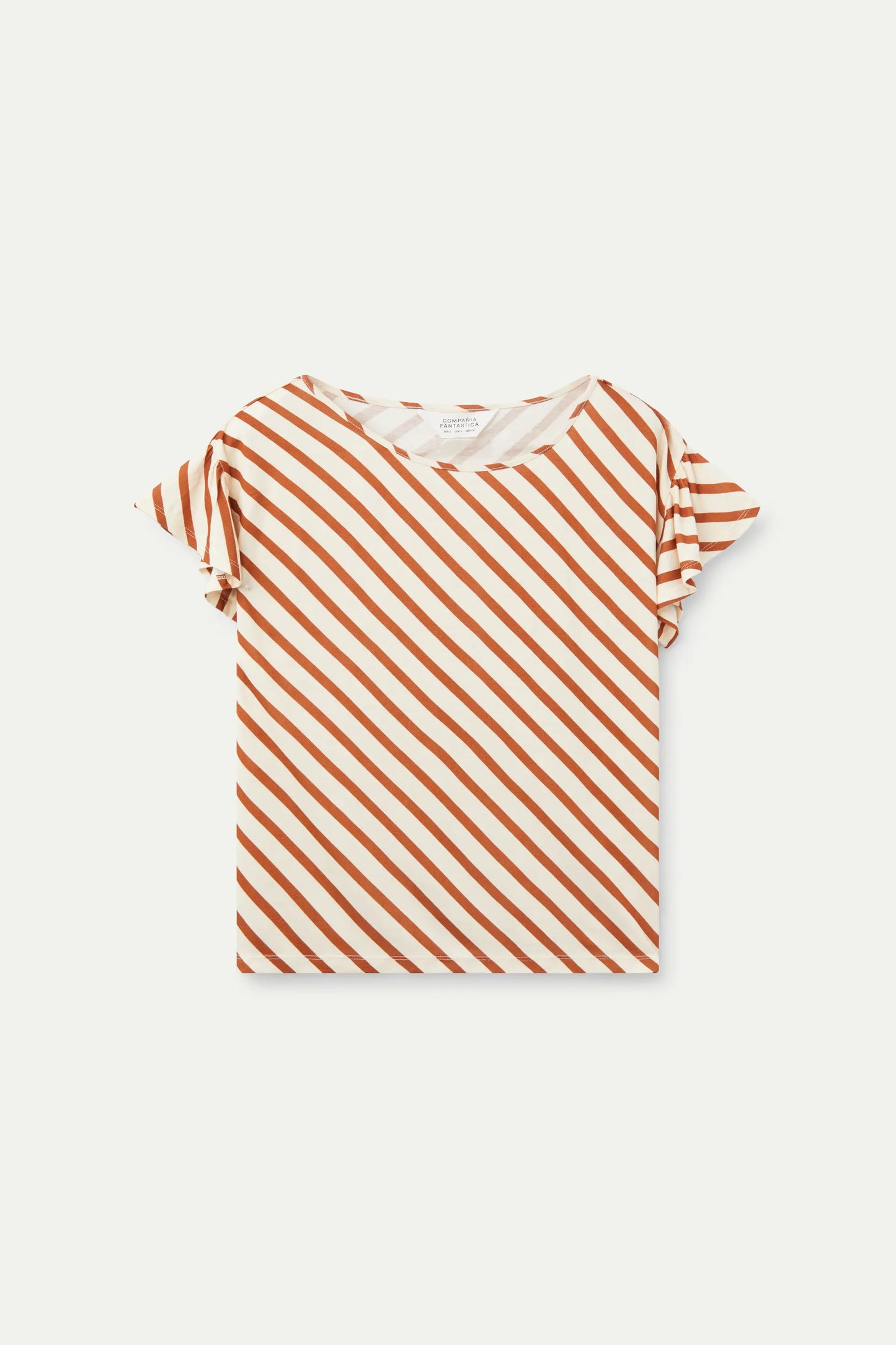 Bongo striped print ruffle short sleeve t-shirt