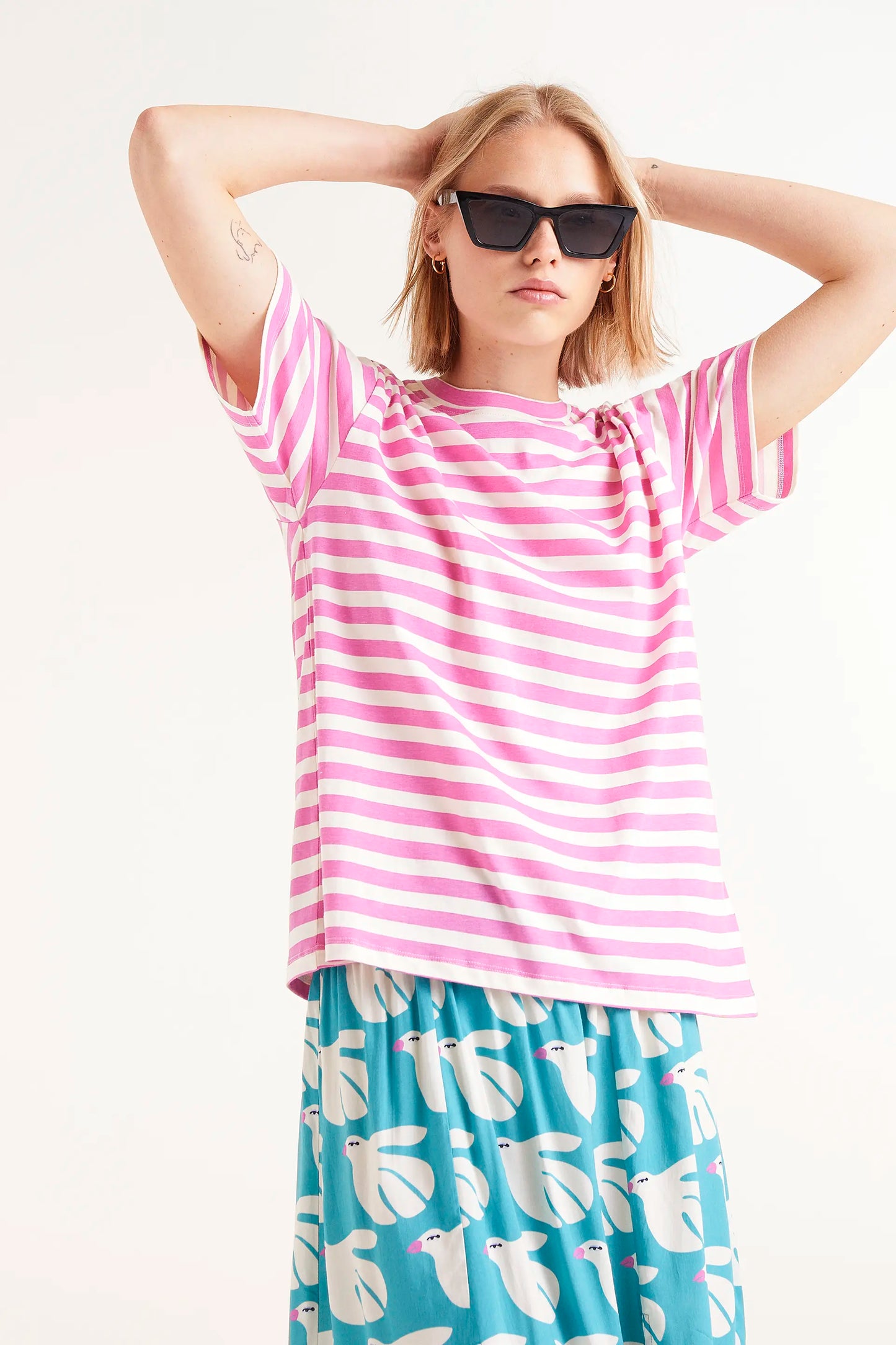 Pink striped t-shirt