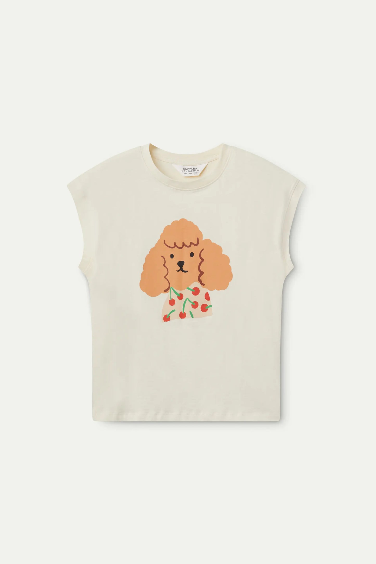 Camiseta con print de perro cerezas