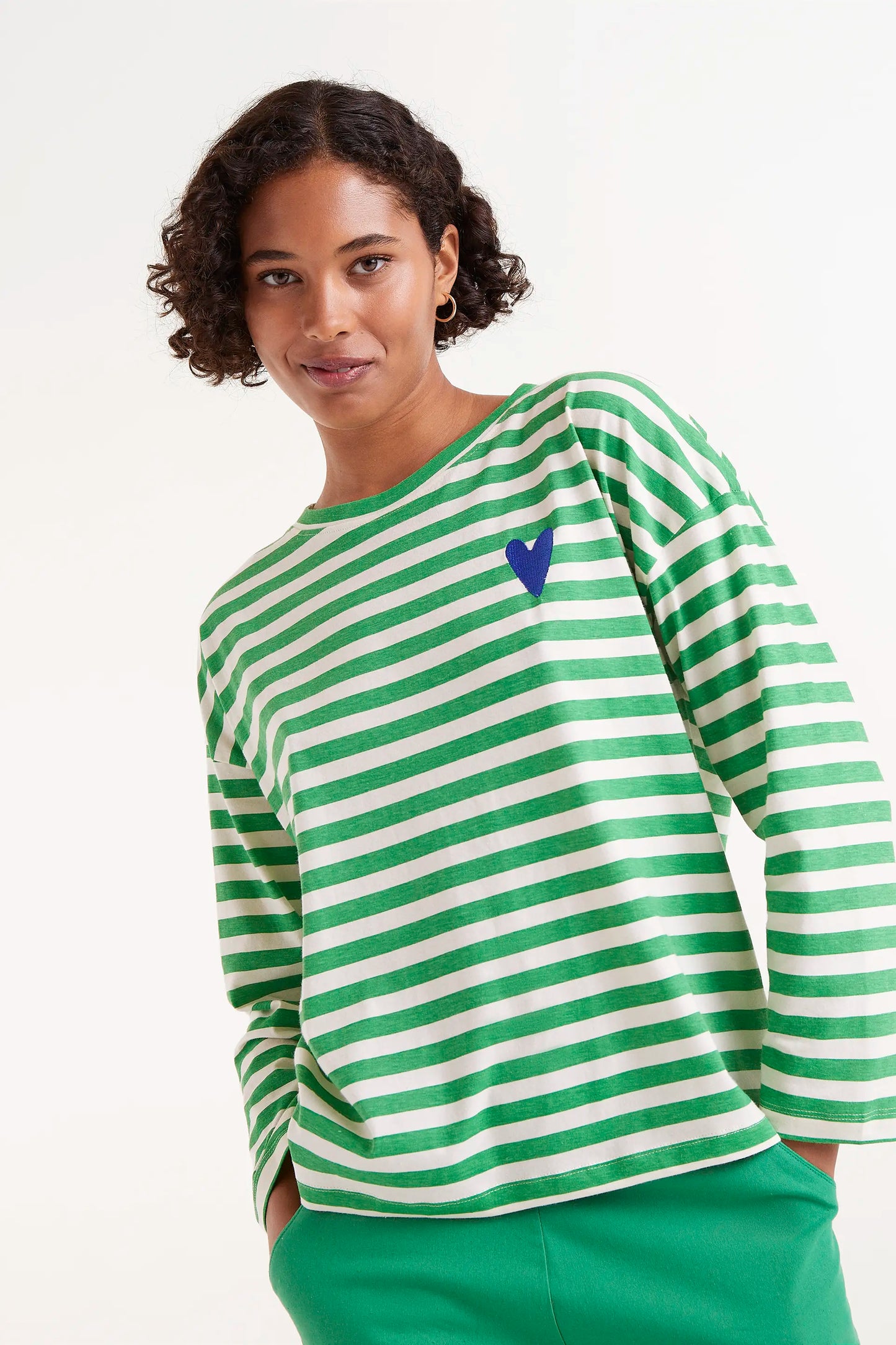 Camiseta manga larga rayas verdes