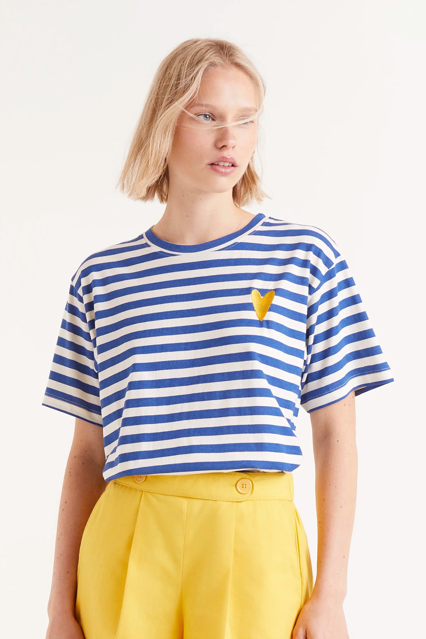 Blue striped short sleeve t-shirt