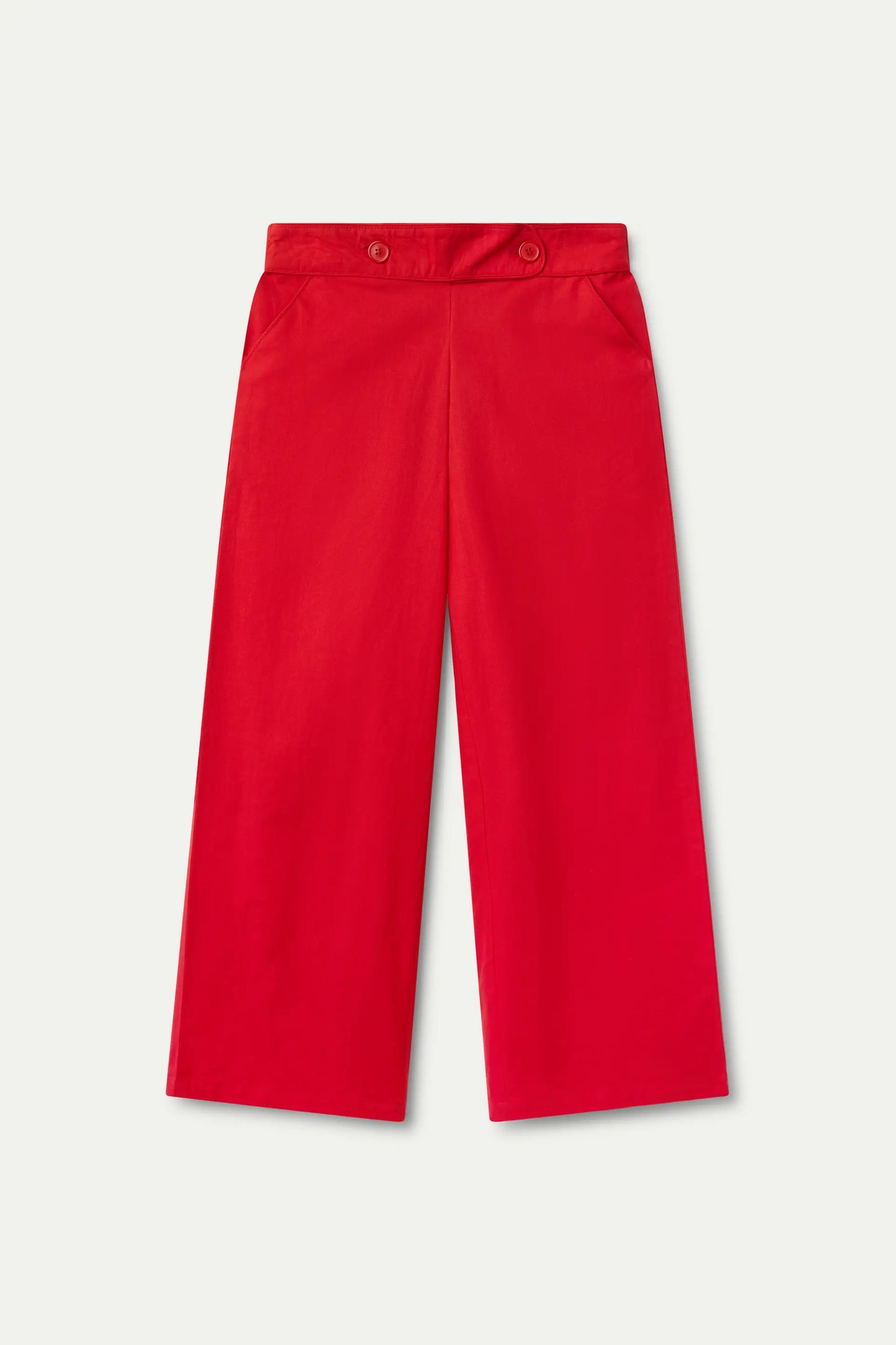 Straight trousers with red buttons