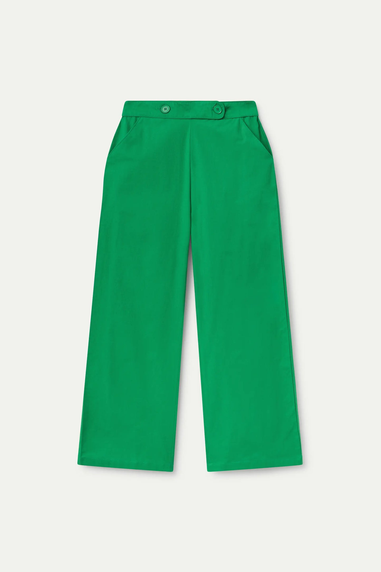 Pantalón recto botones verde