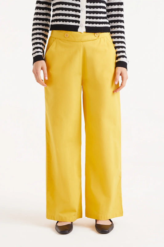 Pantalón recto botones amarillo