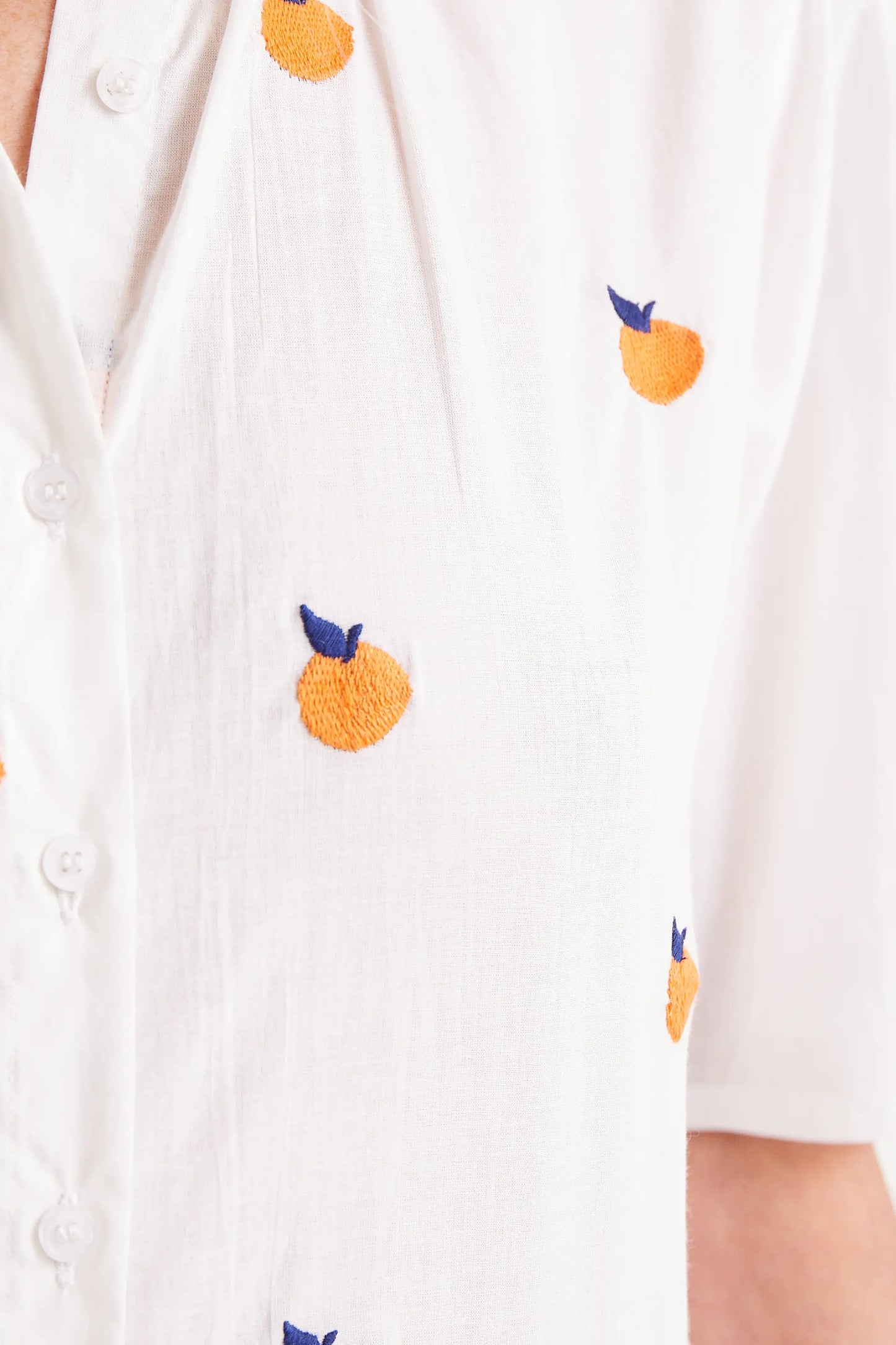 Short sleeve shirt with orange print