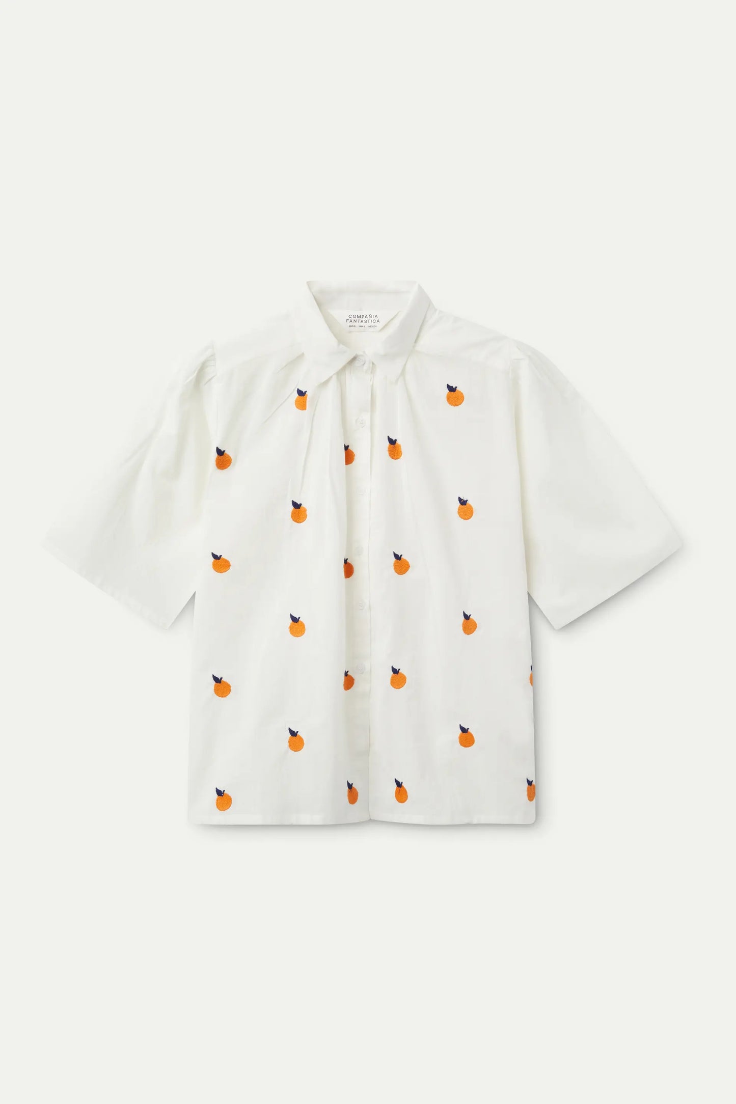 Short sleeve shirt with orange print