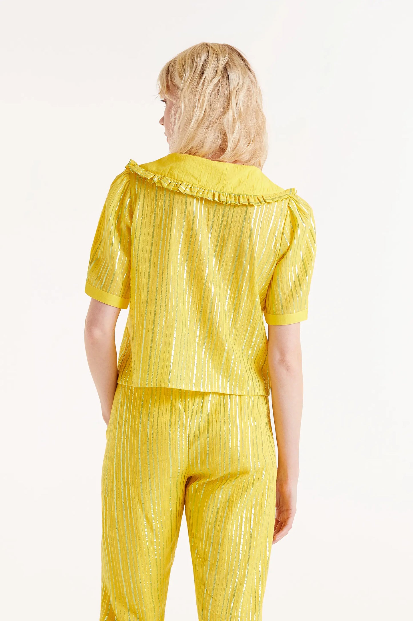 Yellow lurex short sleeve shirt