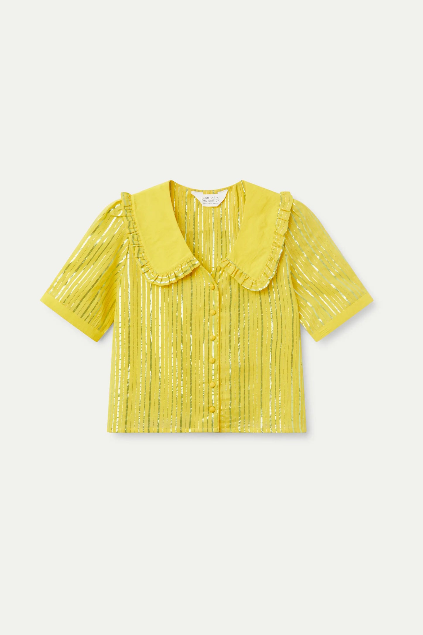 Yellow lurex short sleeve shirt