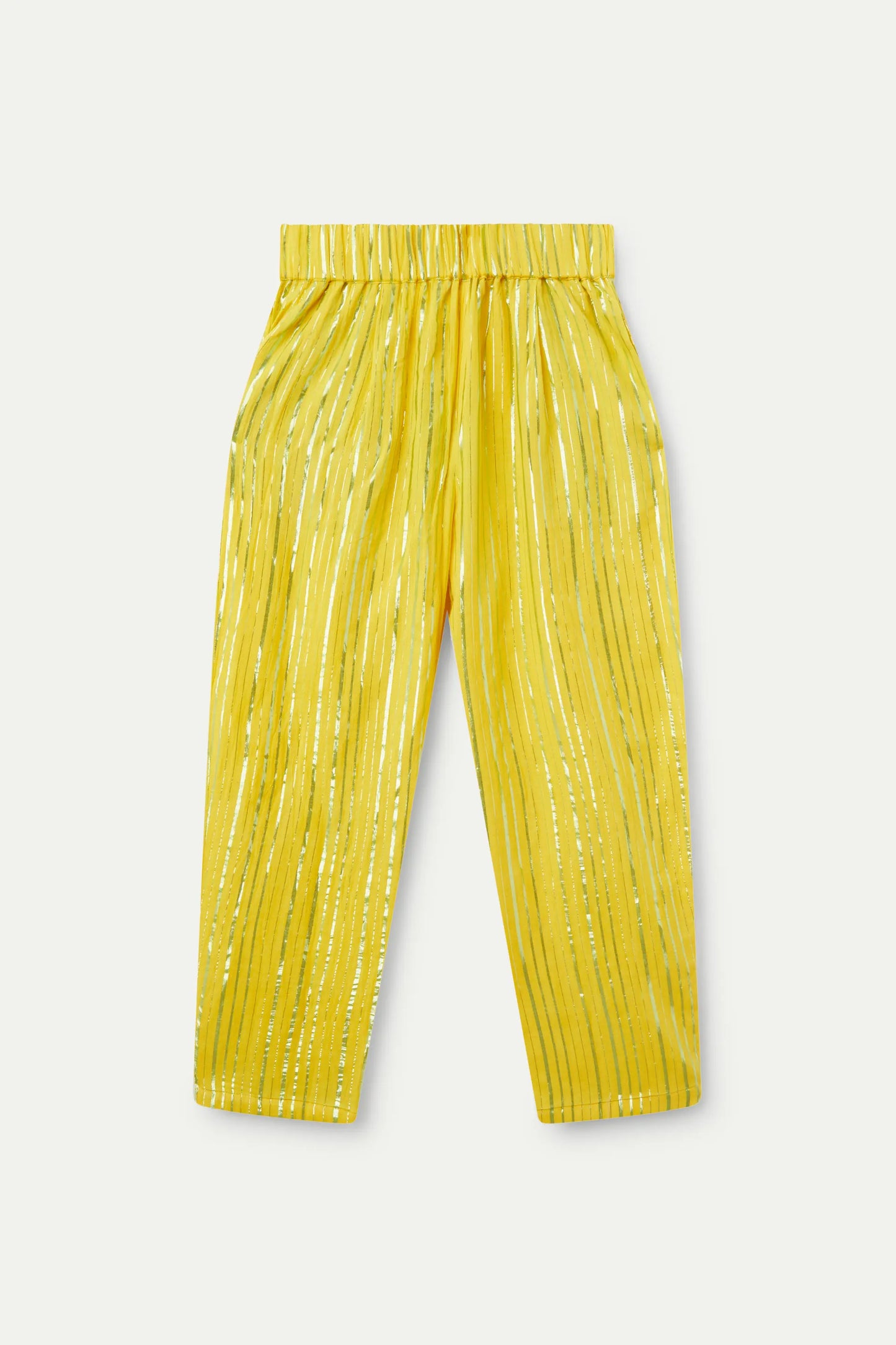 Long yellow lurex trousers