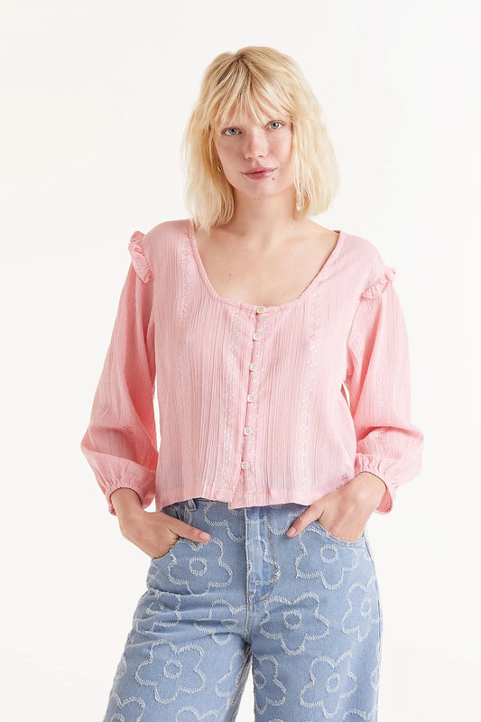 Top escote cuadrado rosa