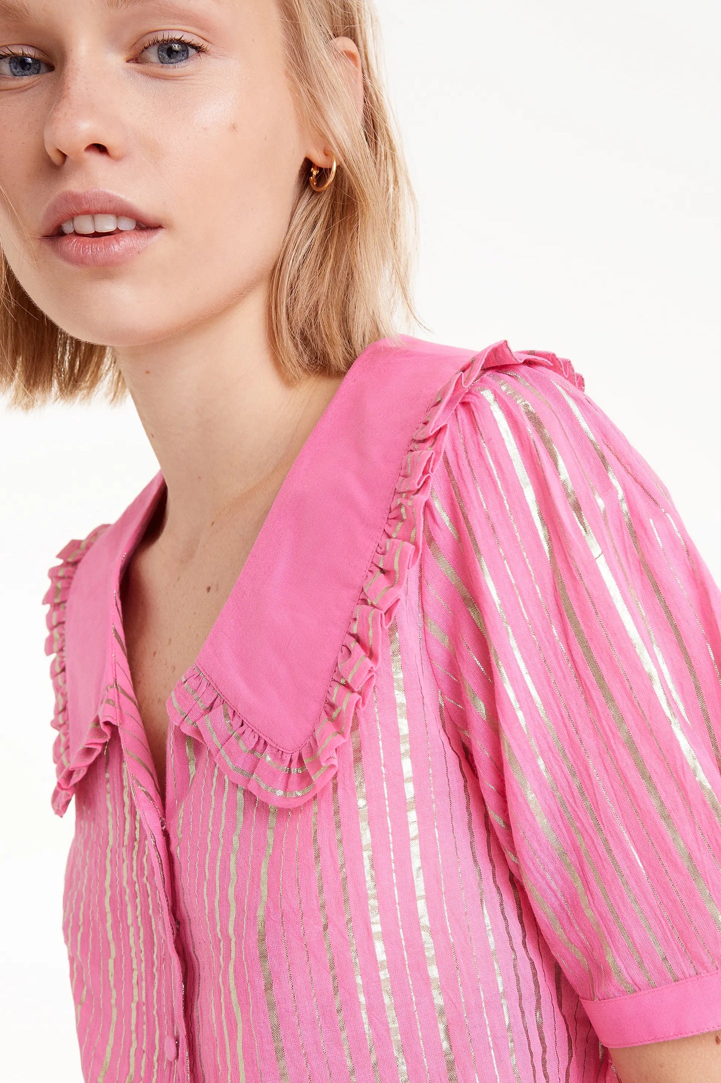 Pink lurex short sleeve shirt