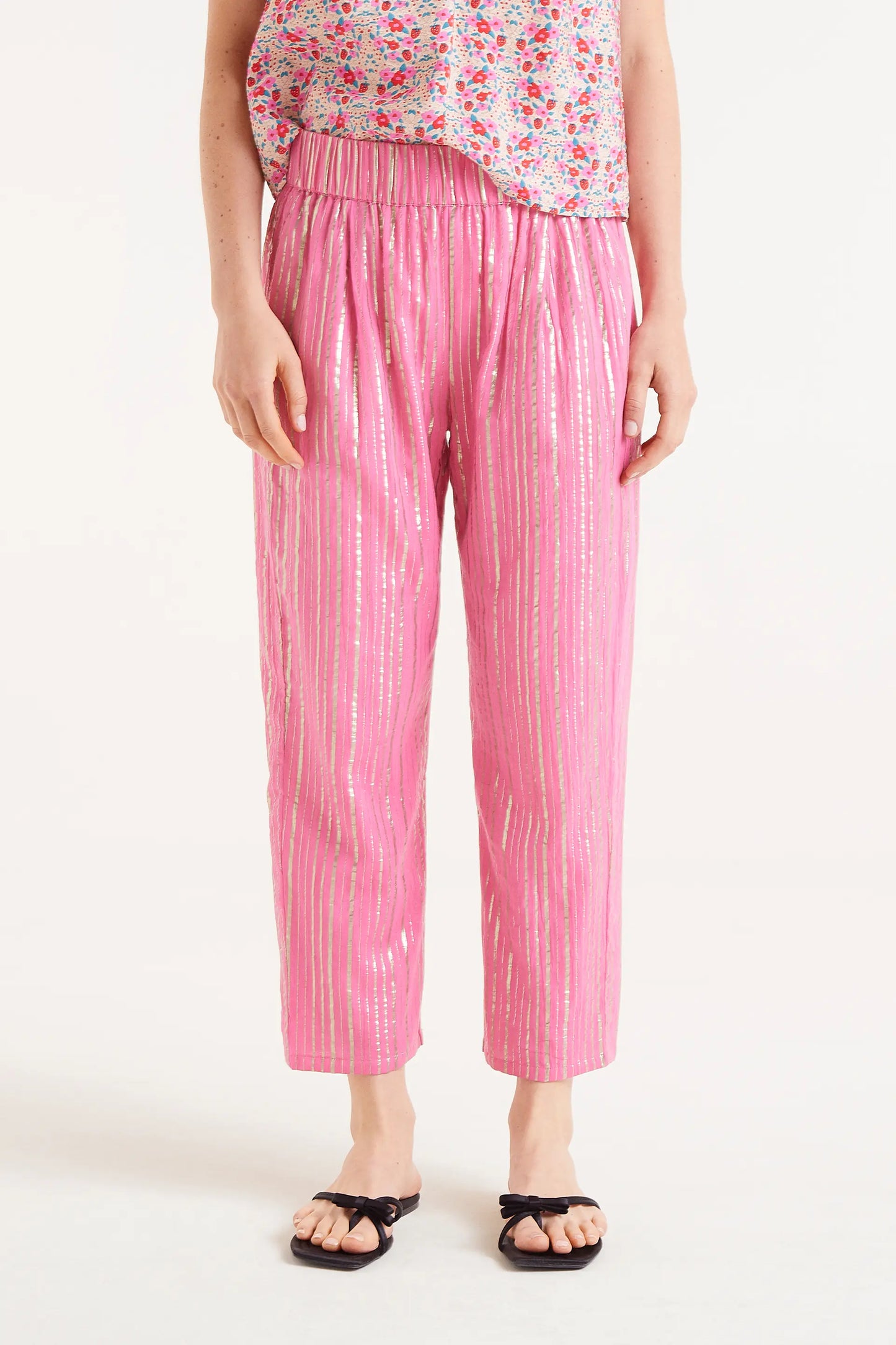 Pink lurex long trousers