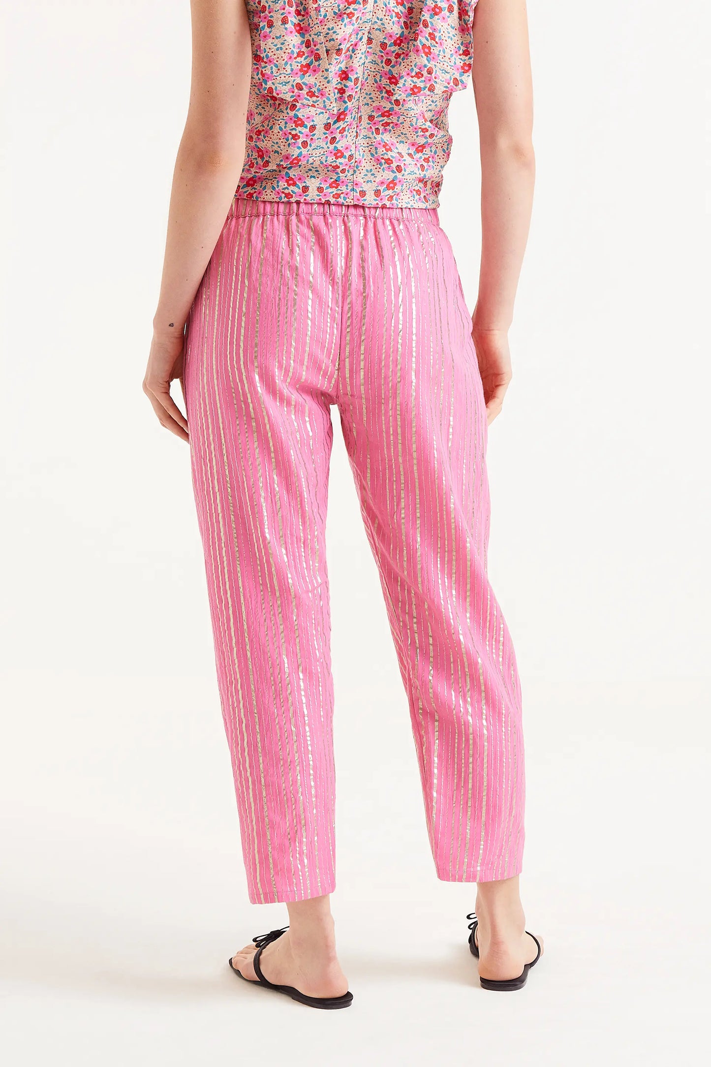 Pink lurex long trousers