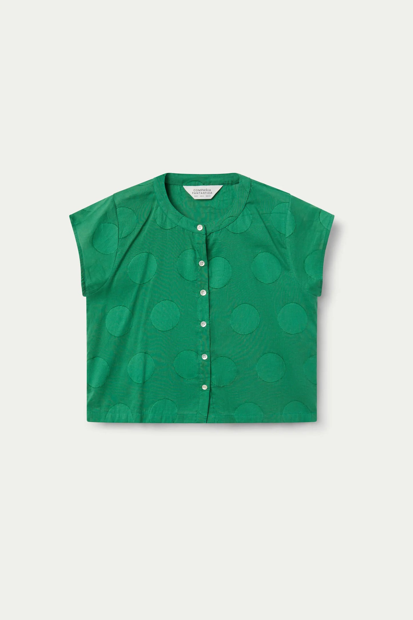 Top jacquard estampado círculos verde