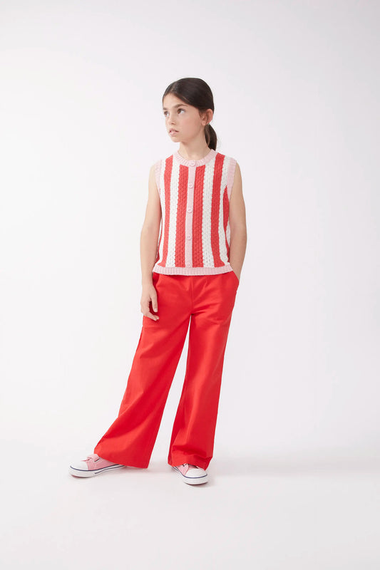 Sleeveless striped knit girl's top