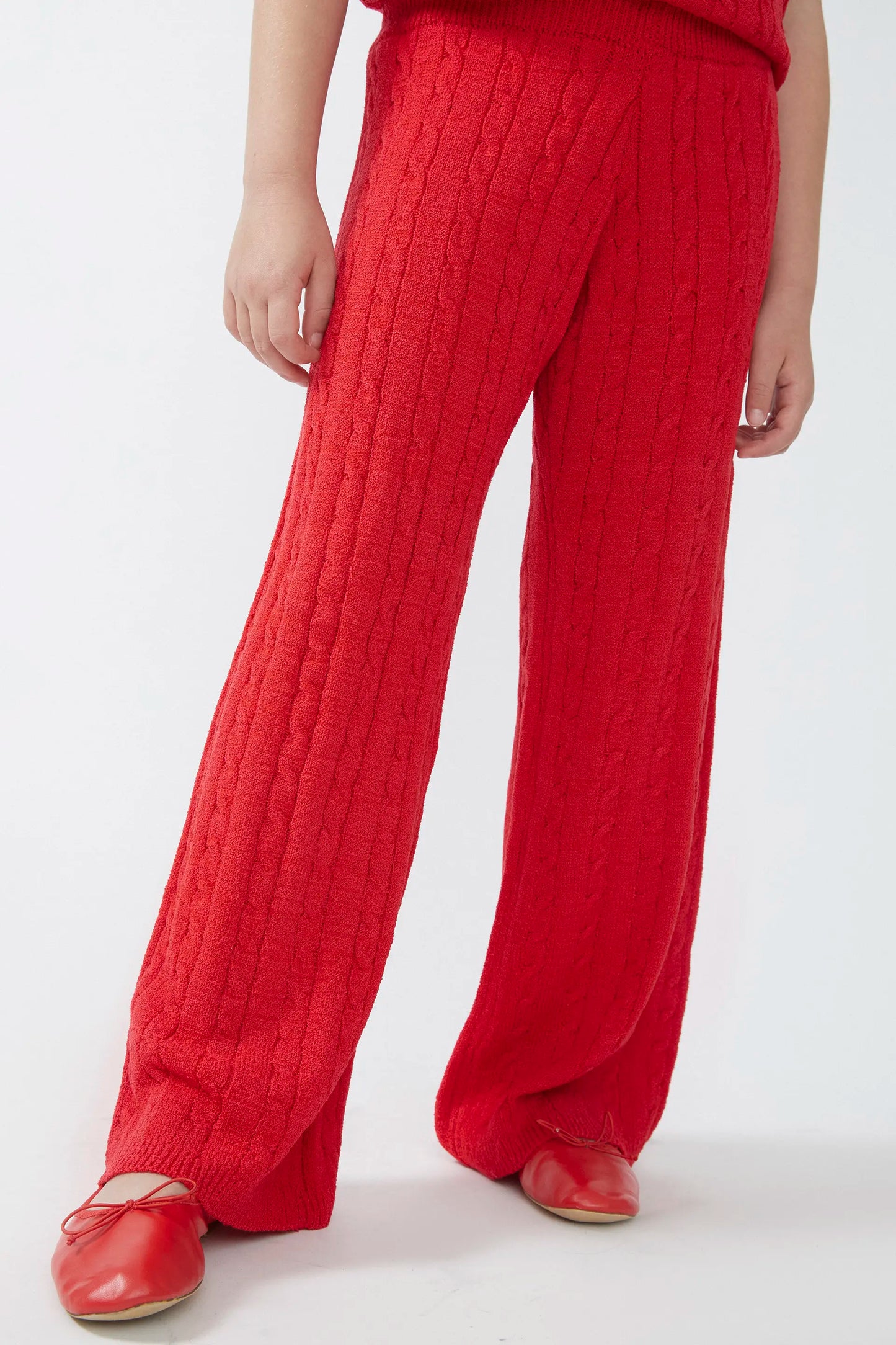 Red knit straight girl's pants