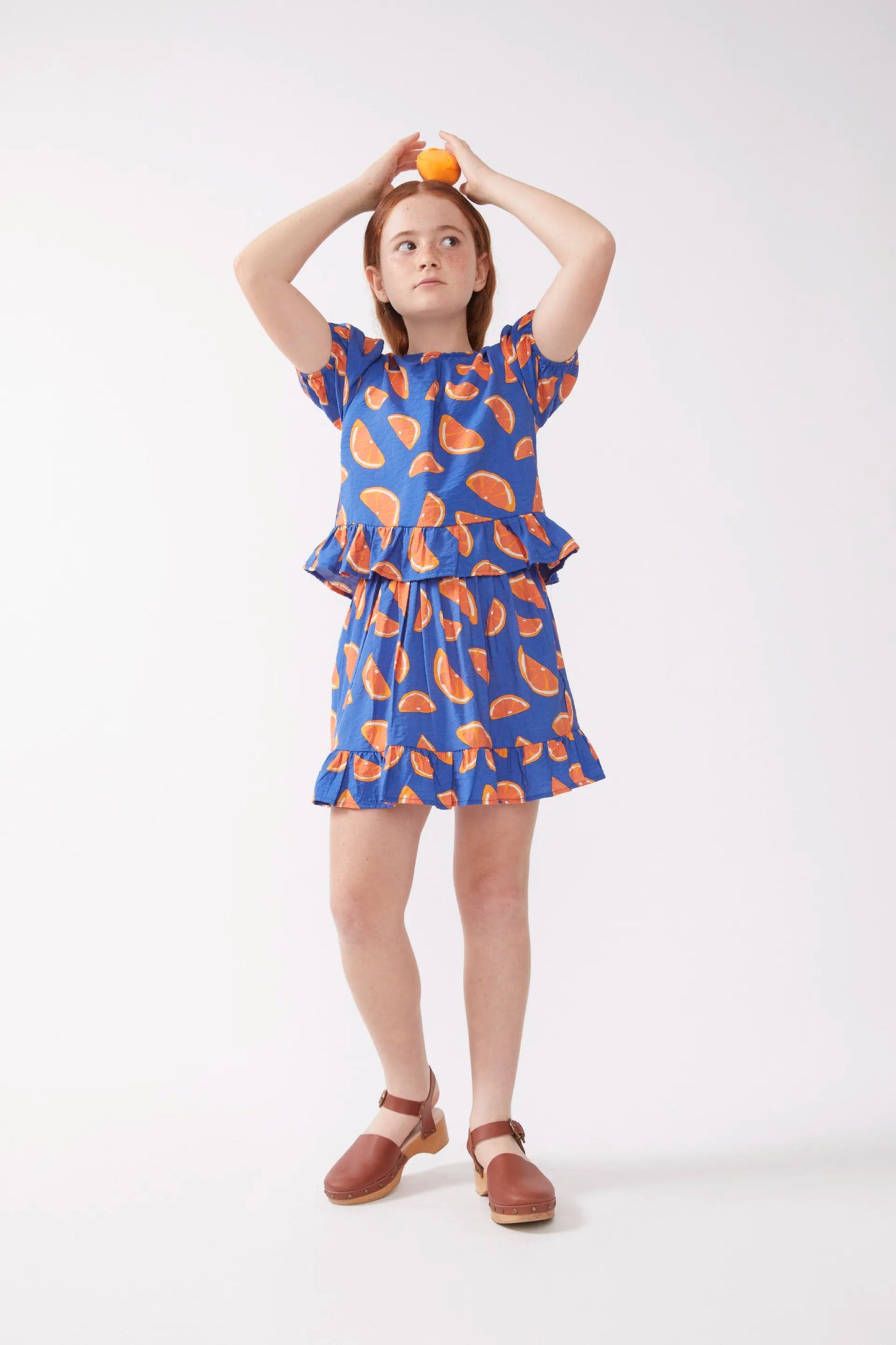 Grapefruit print girl's top