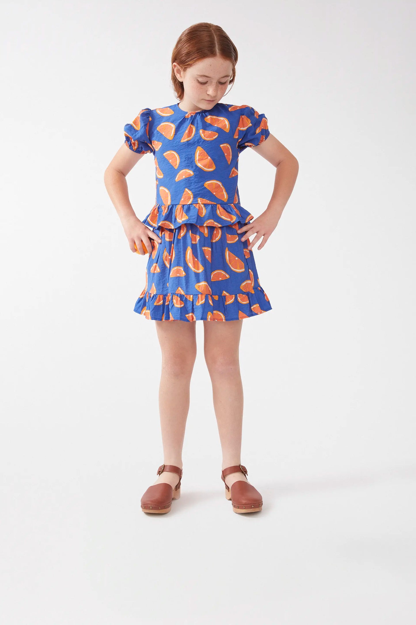 Grapefruit print girl's top