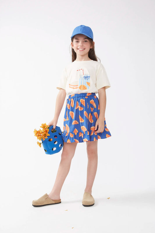 Short skirt for girls with grapefruit print