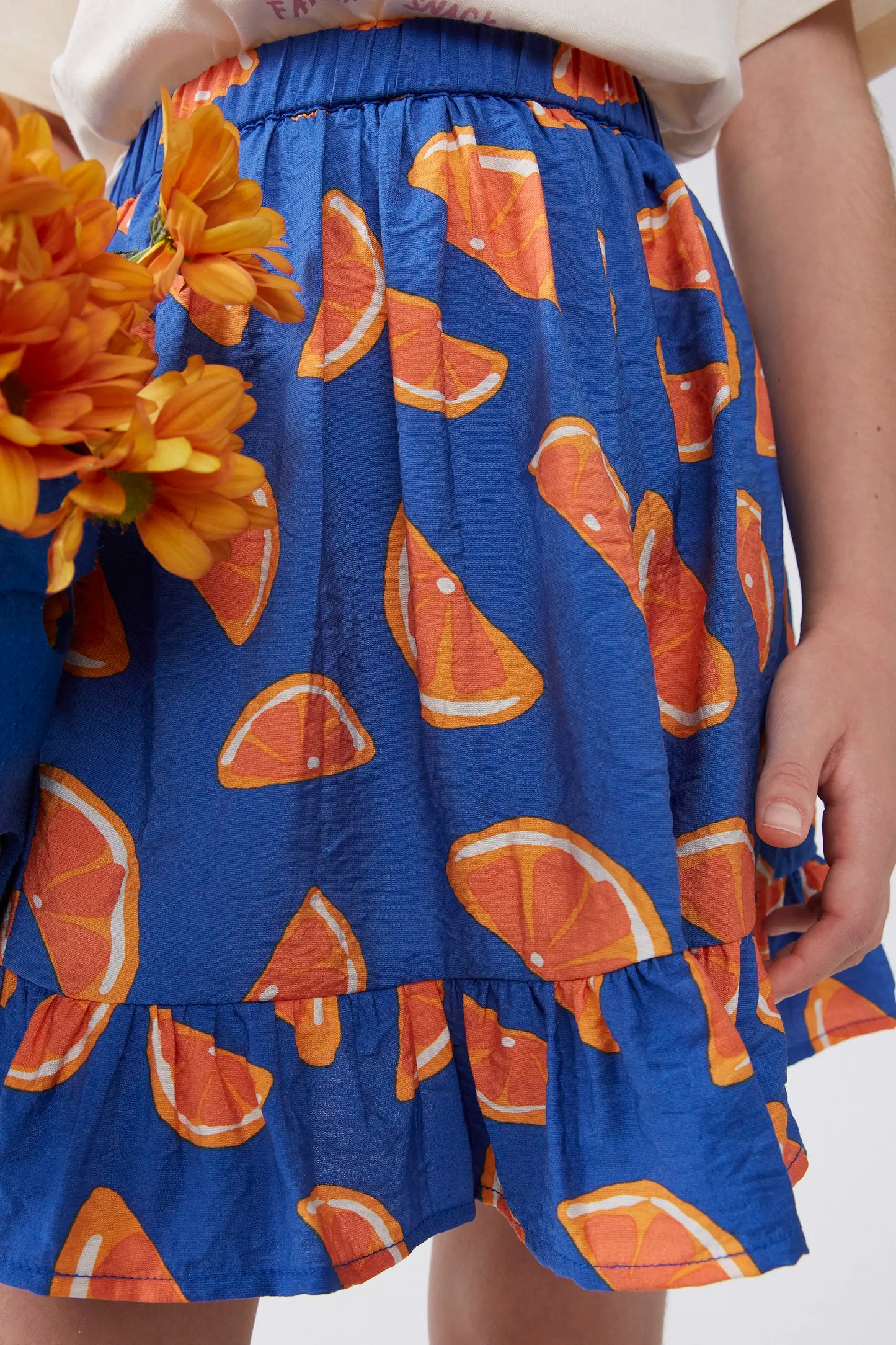 Short skirt for girls with grapefruit print