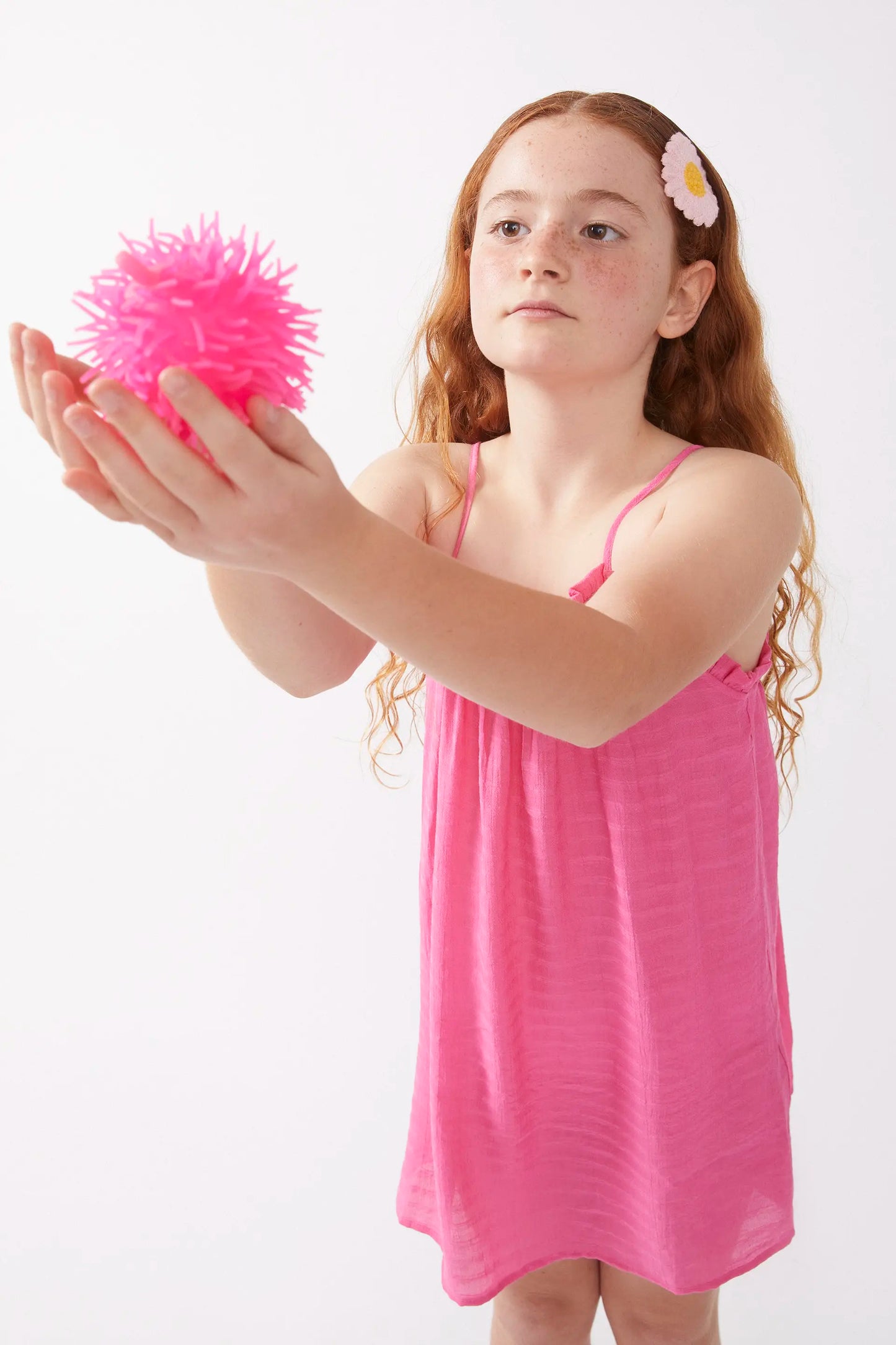 Vestido corto de niña tirantes rosa