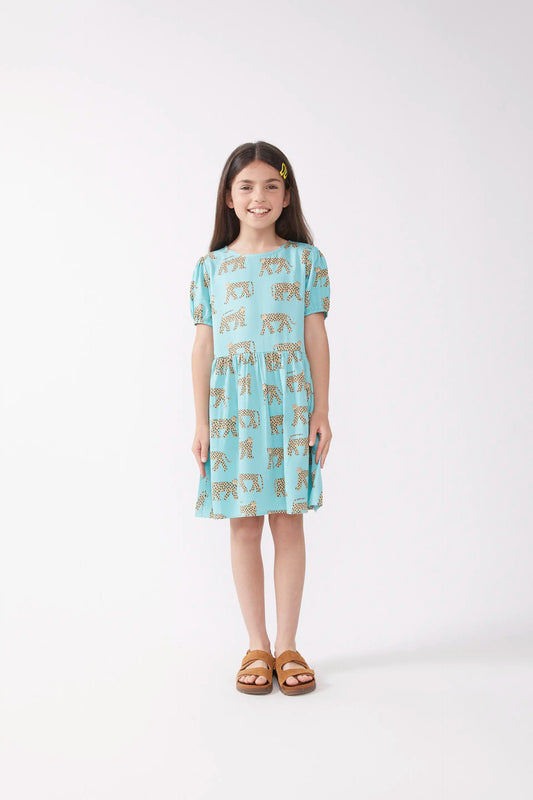 Short dress for girls with Jaguar print