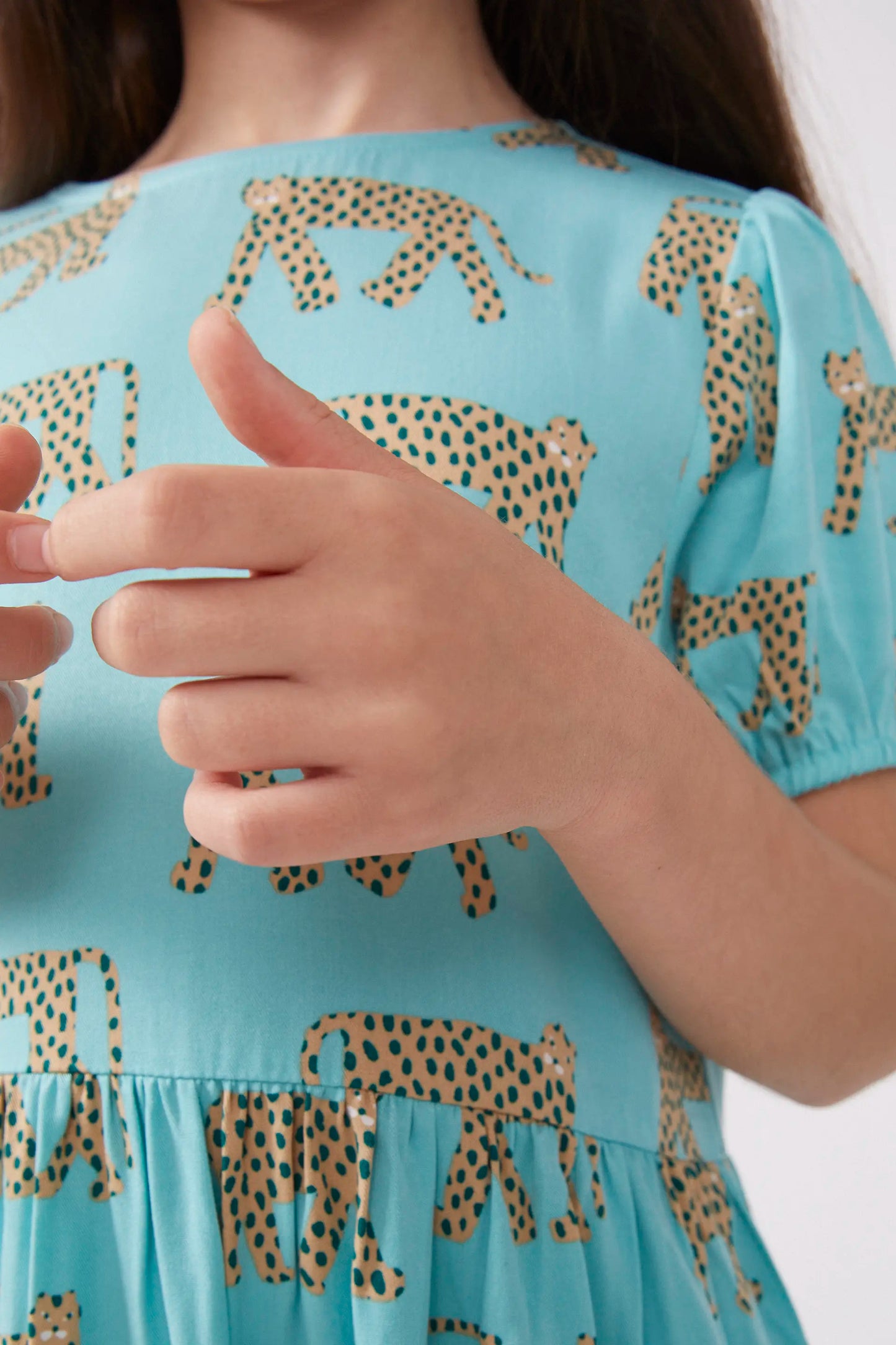 Short dress for girls with Jaguar print