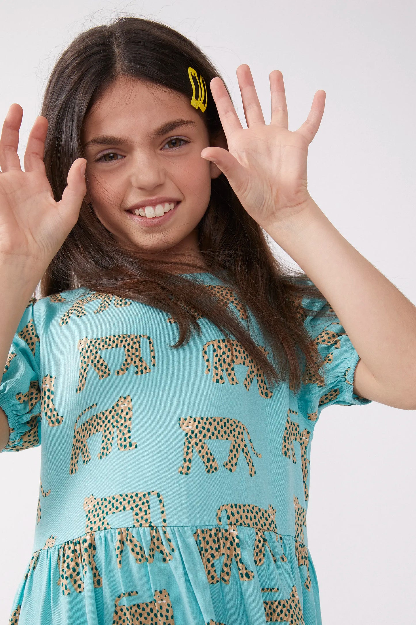 Short dress for girls with Jaguar print