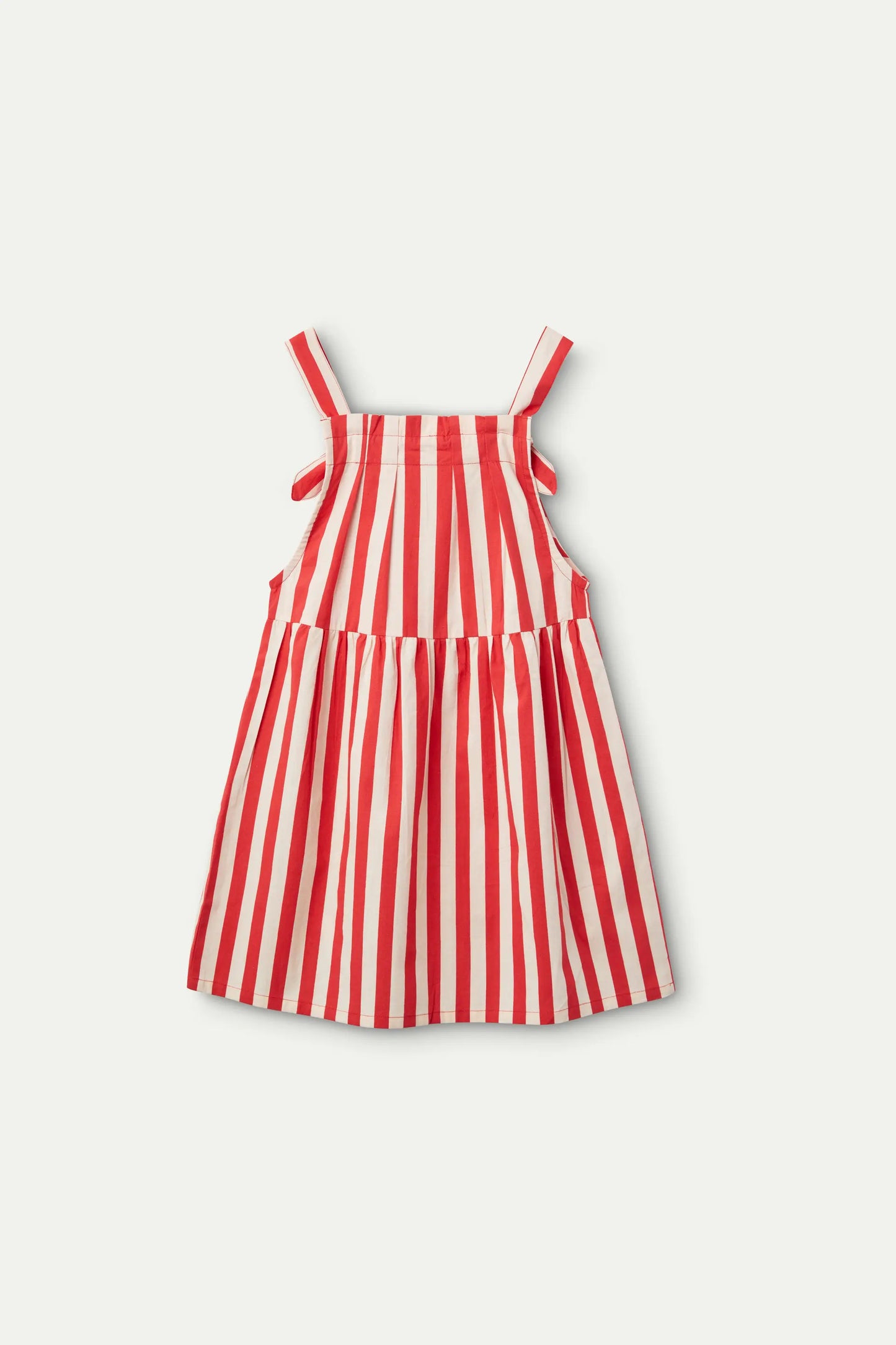 Vestido corto de niña tirantes rayas rojas