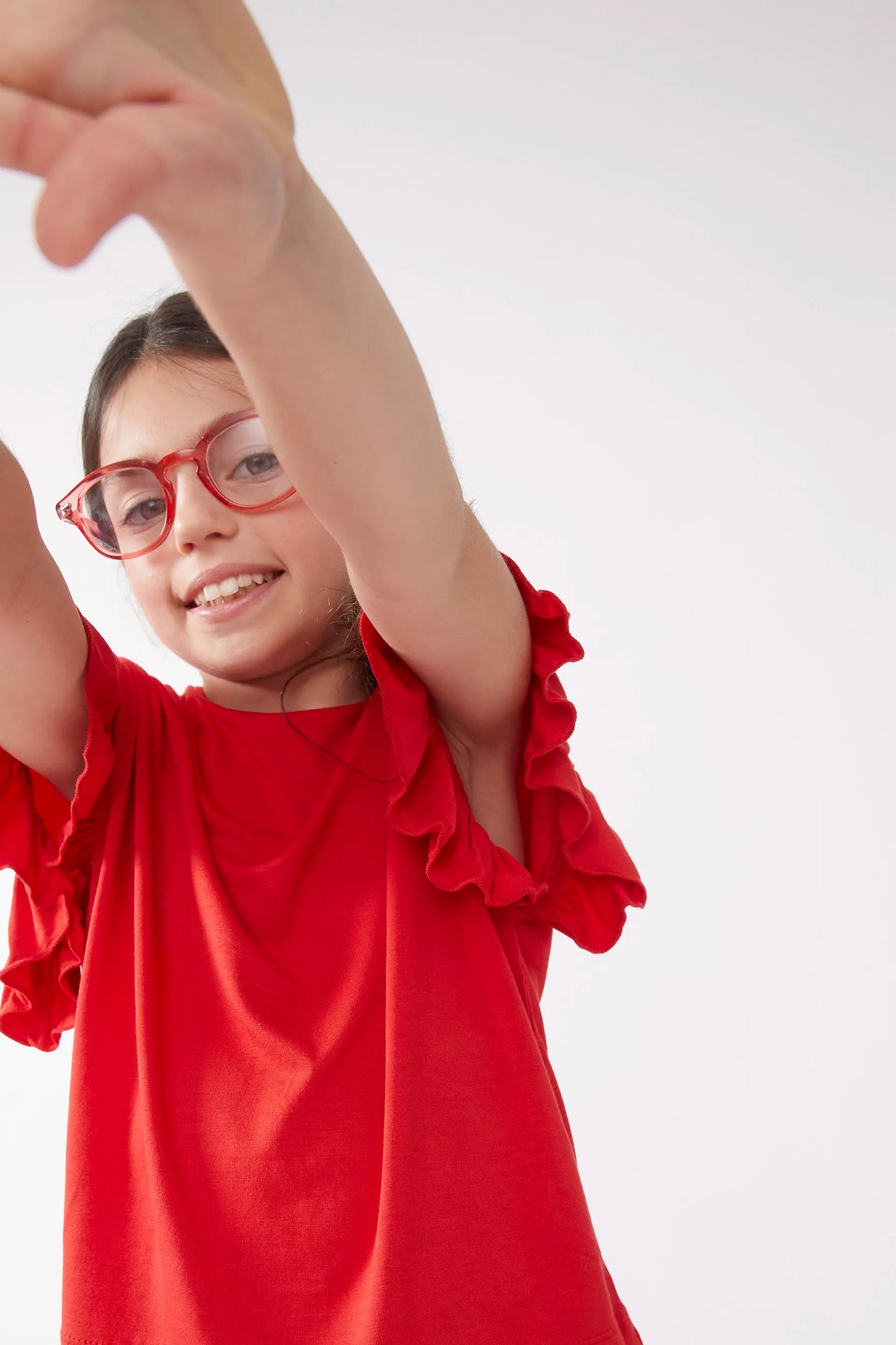 Top de niña con volantes rojo