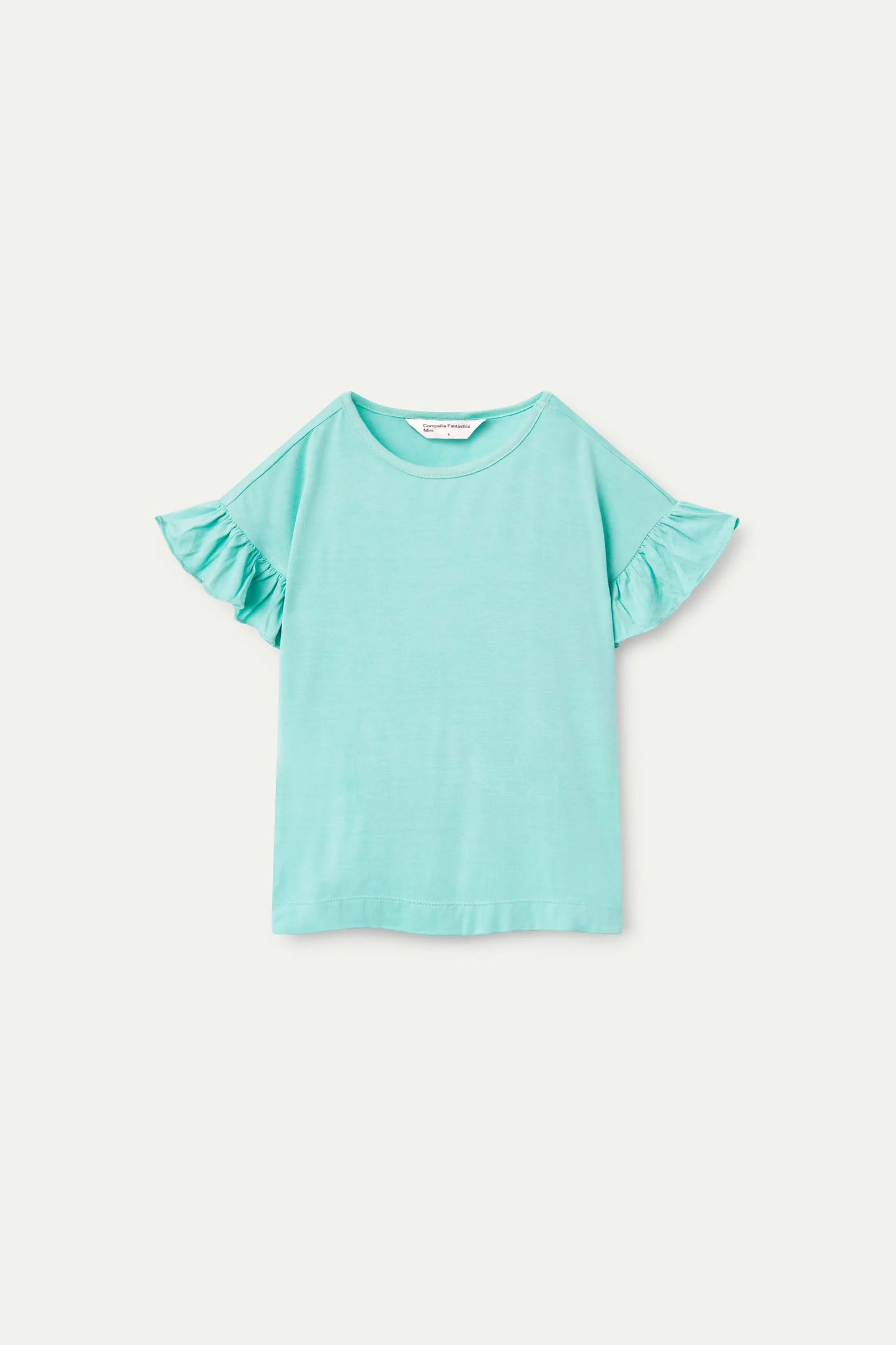 Girl's top with blue ruffles