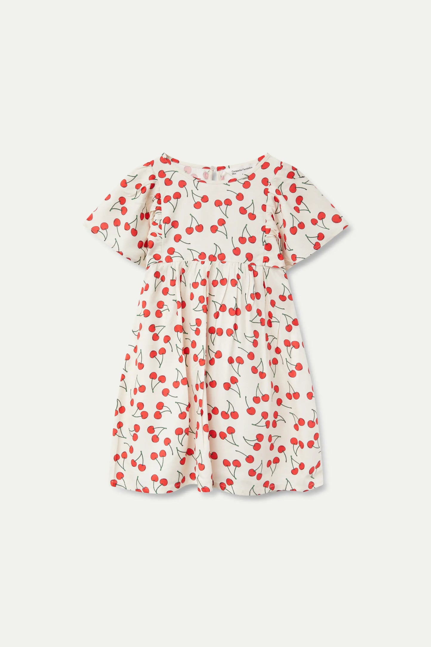 Vestido corto de niña estampado cerezas