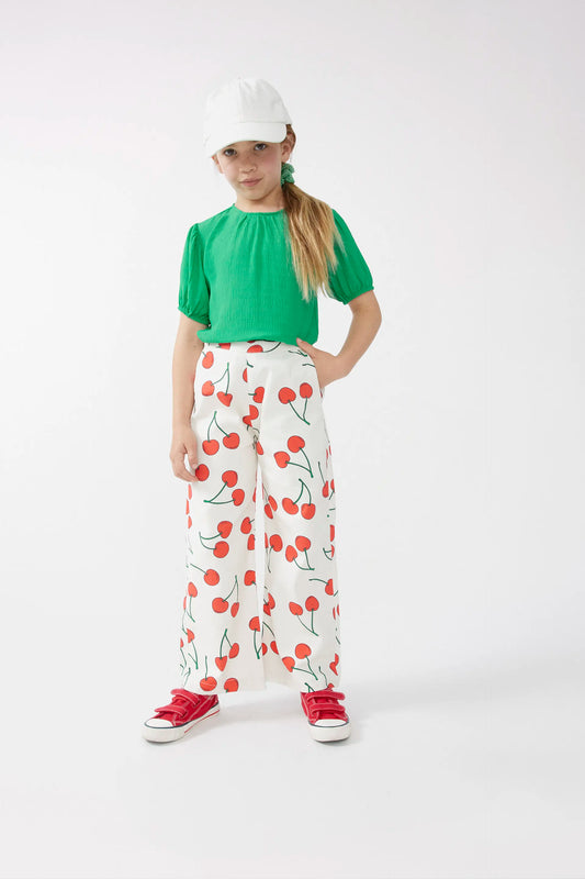 Pantalón largo de niña estampado cerezas