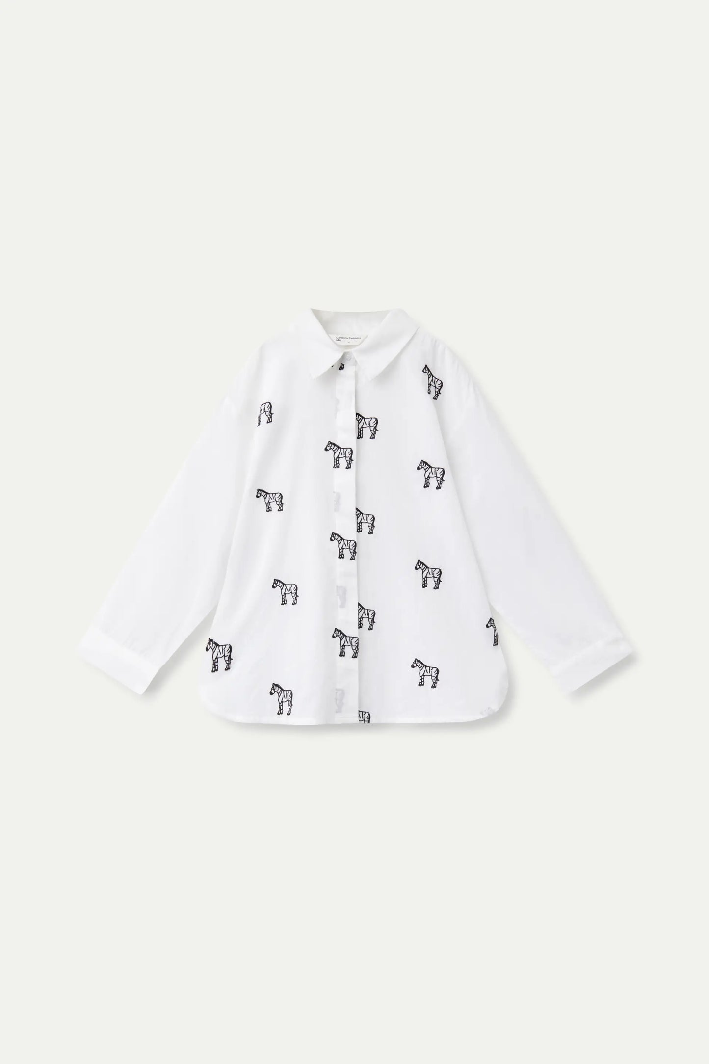 Camisa de niña cebras bordadas blanca