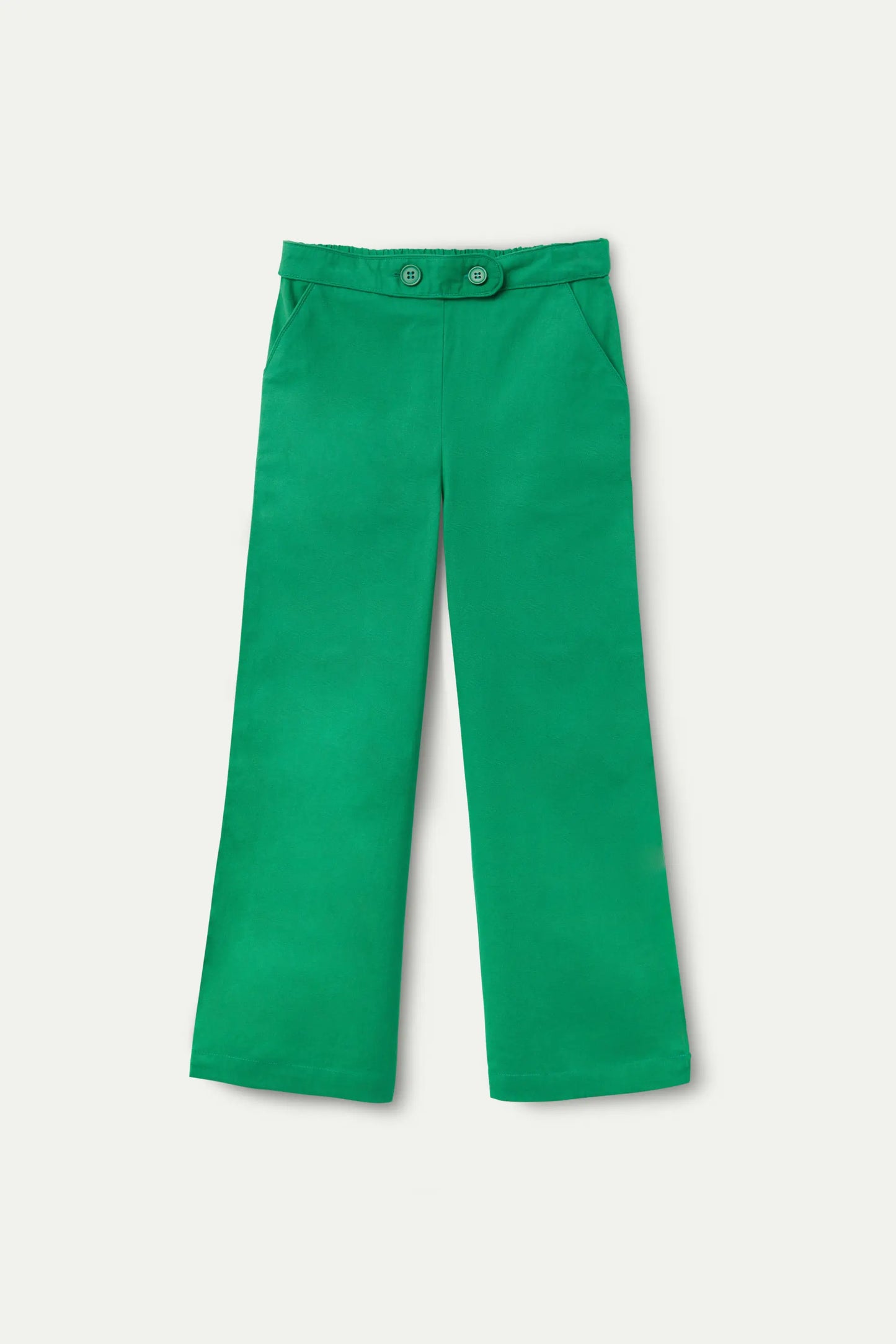 Pantalón de niña recto botones verde