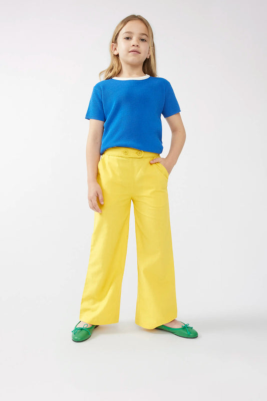 Pantalón de niña recto botones amarillo