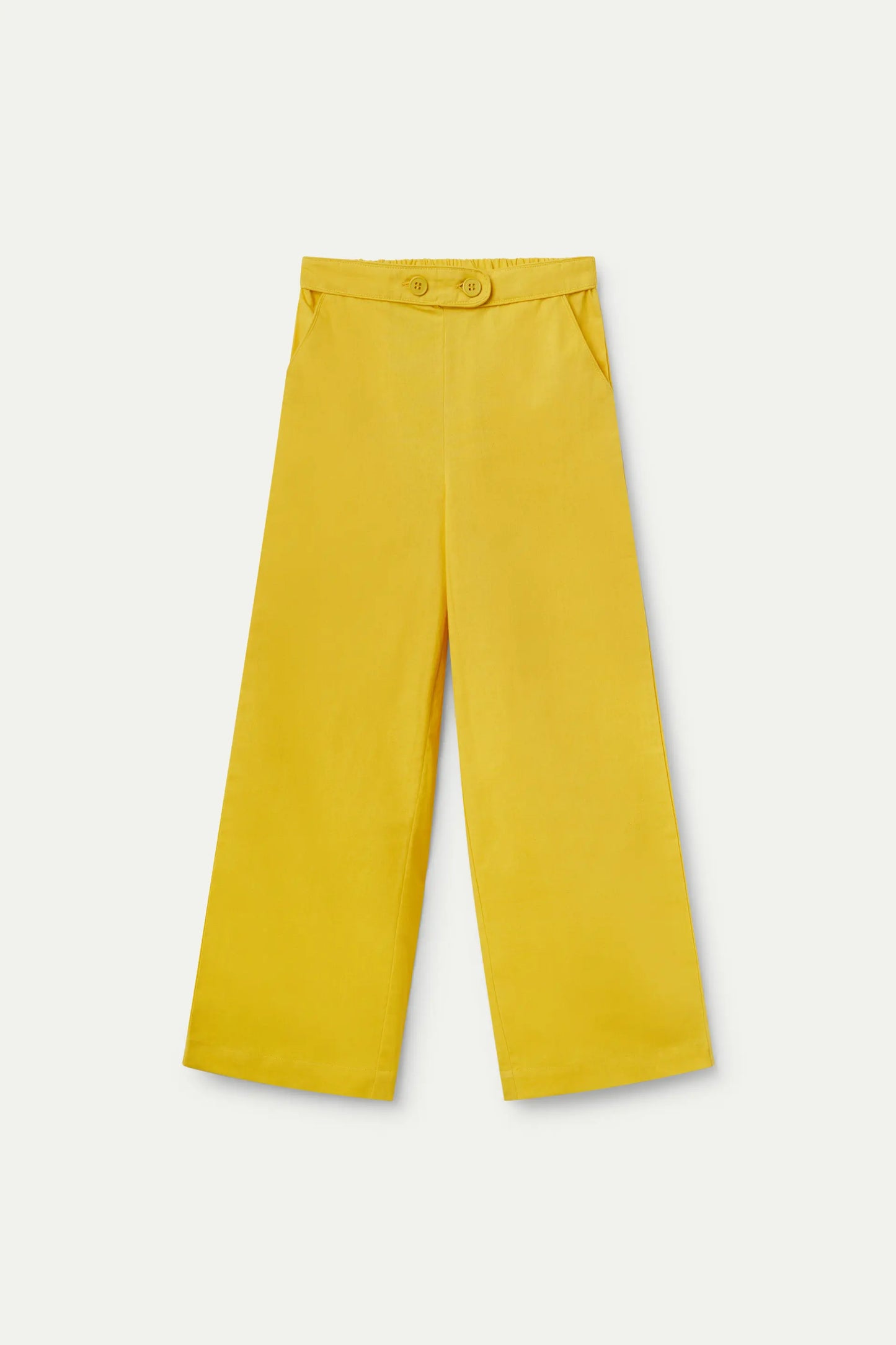 Pantalón de niña recto botones amarillo