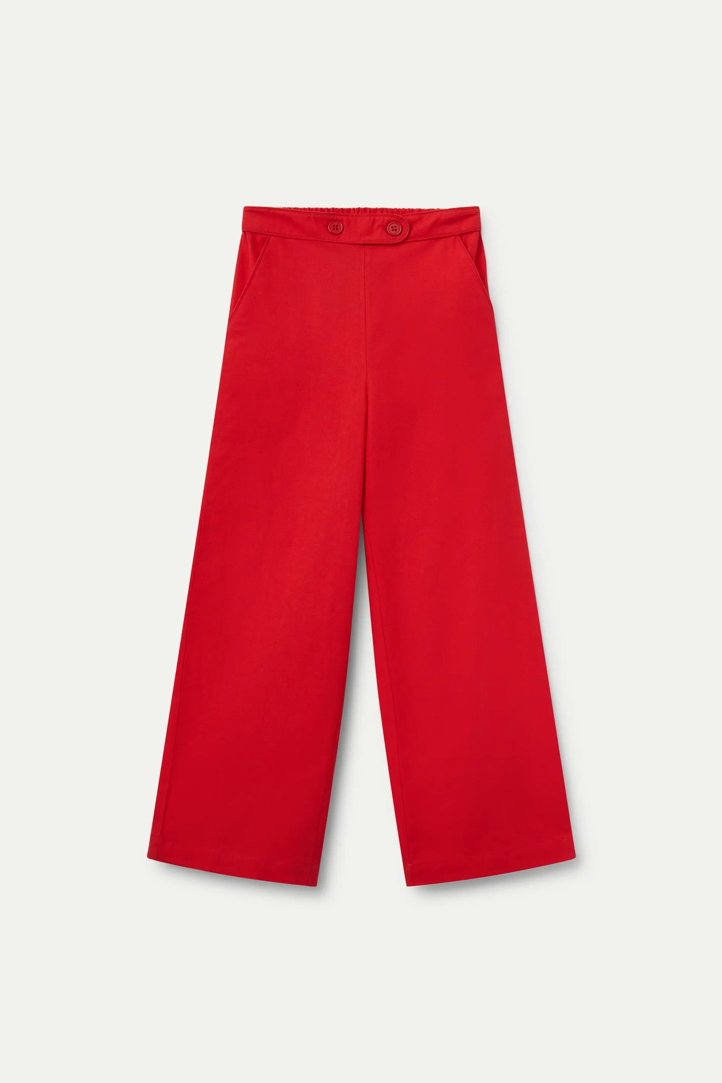 Pantalón de niña recto botones rojo