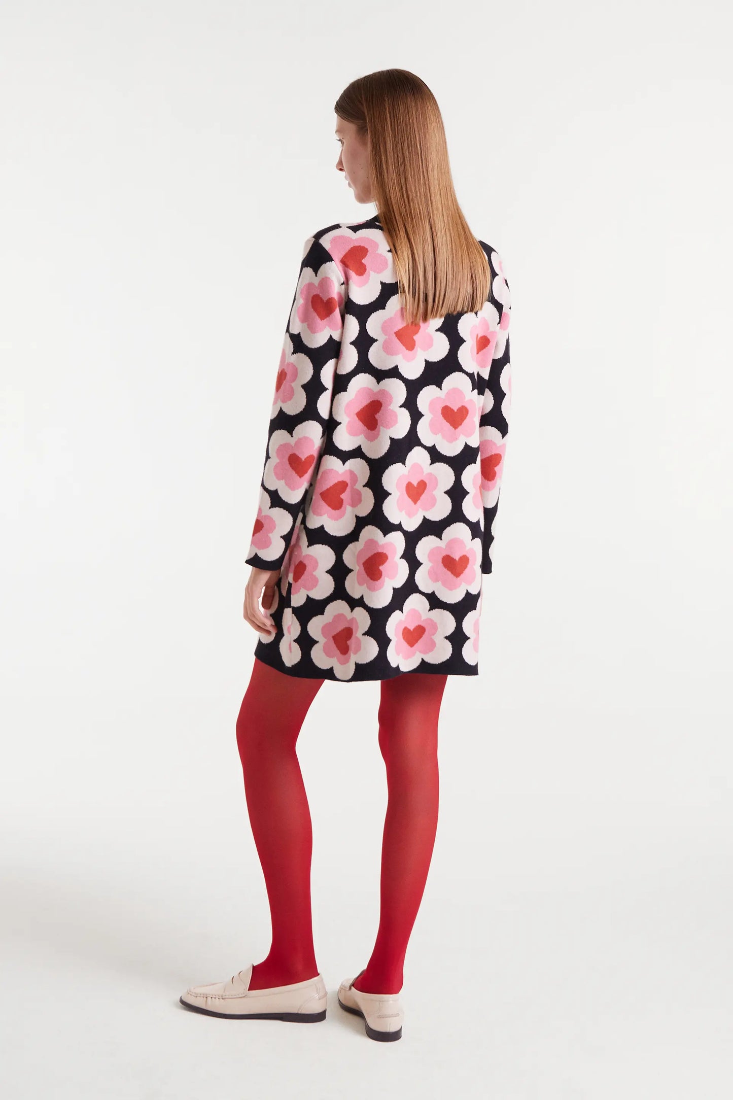 Abito corto in maglia jacquard con stampa SweetHeart