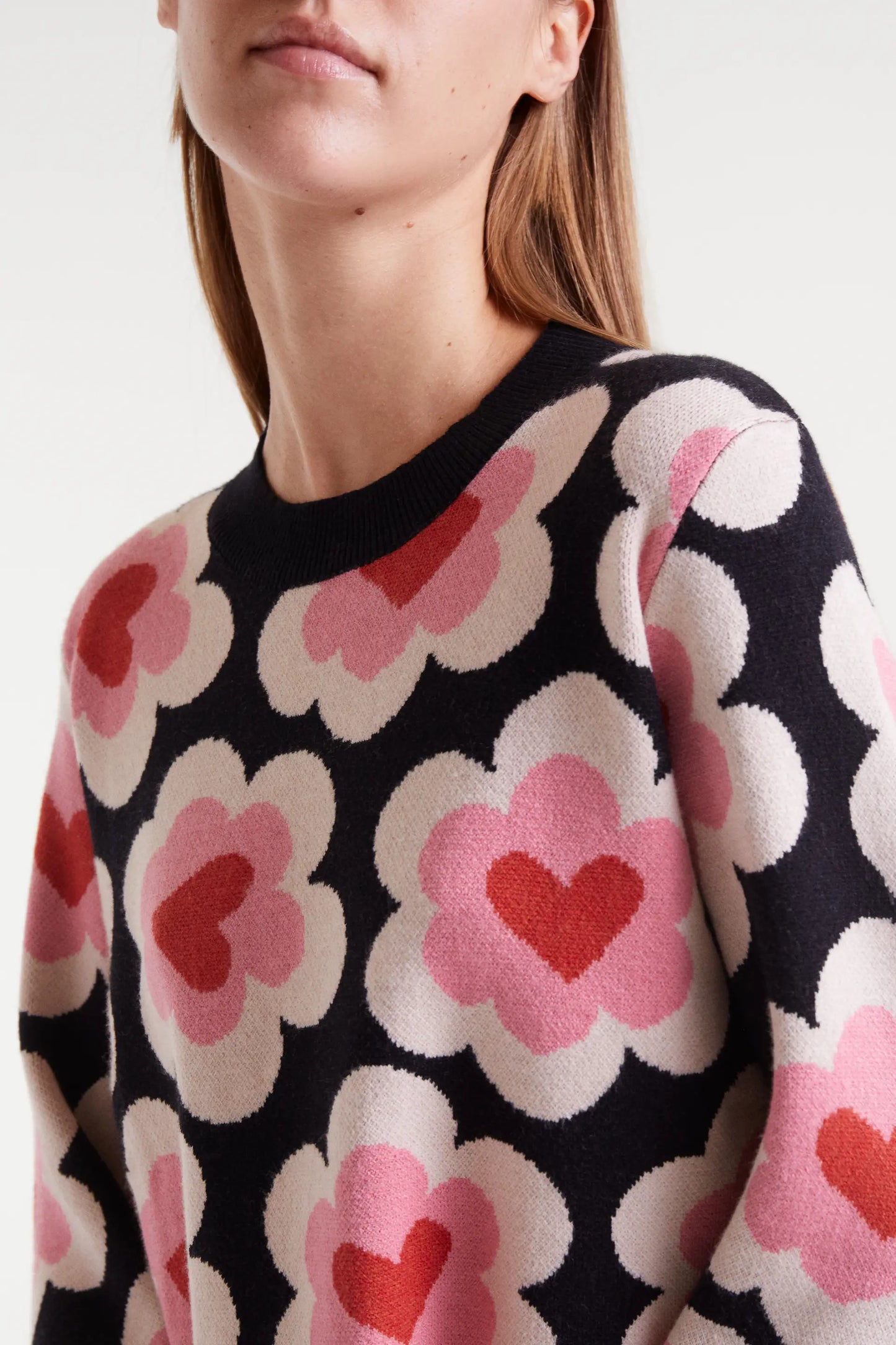 Abito corto in maglia jacquard con stampa SweetHeart