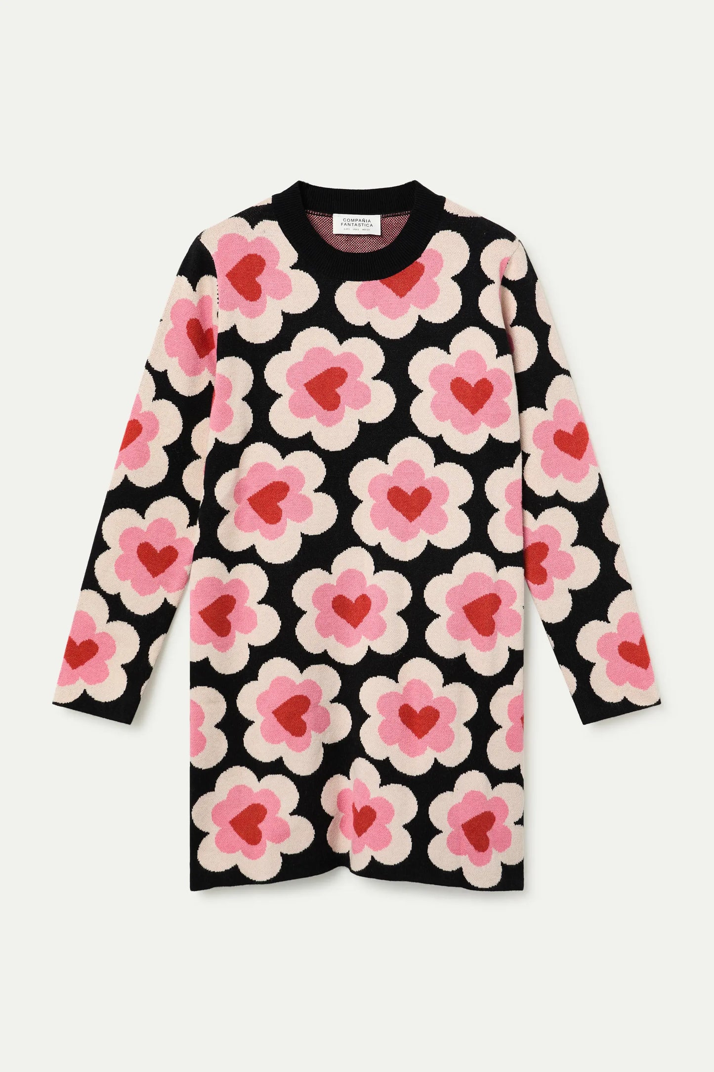 Abito corto in maglia jacquard con stampa SweetHeart