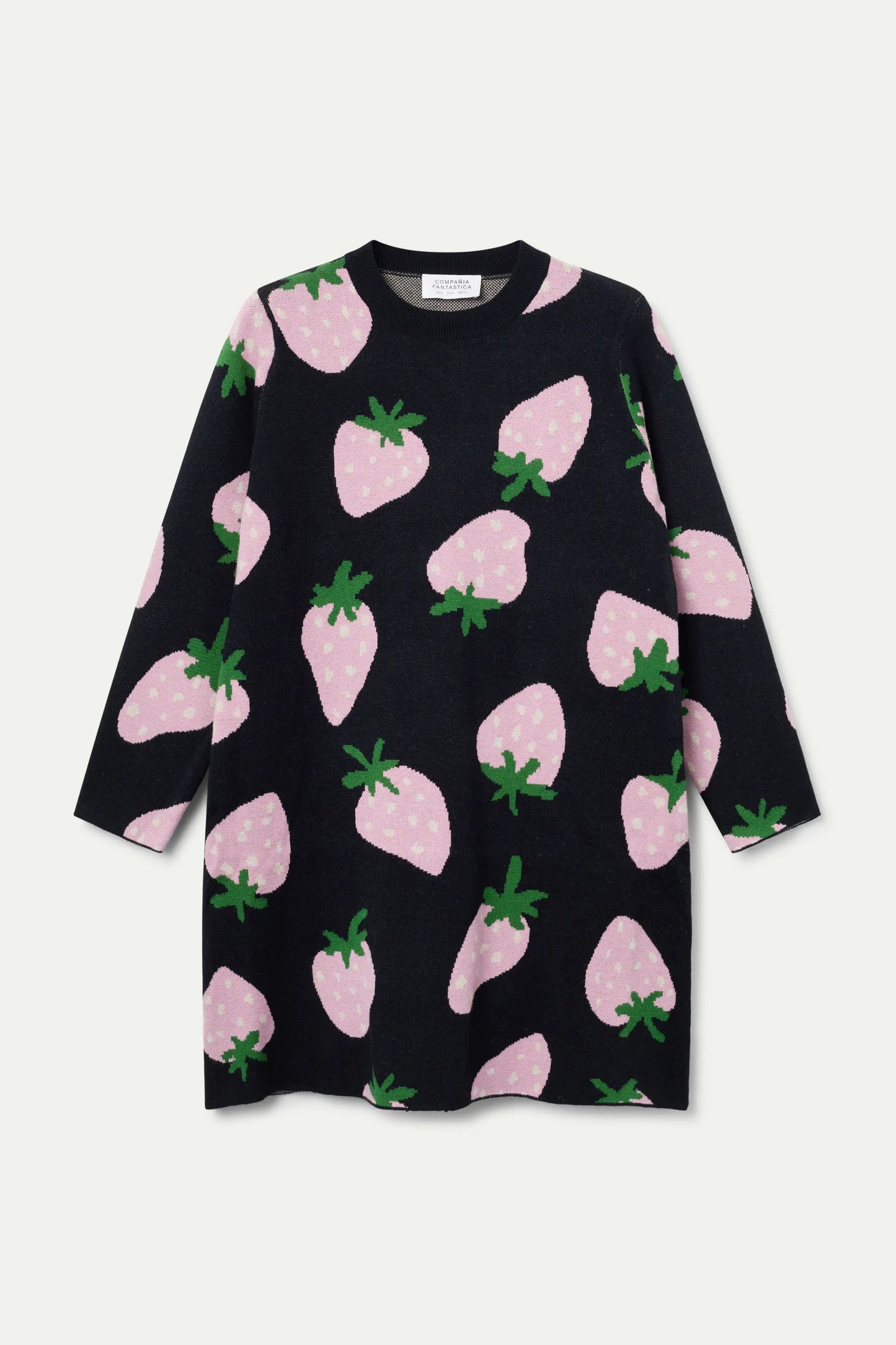 Short jacquard knit dress with Morango print