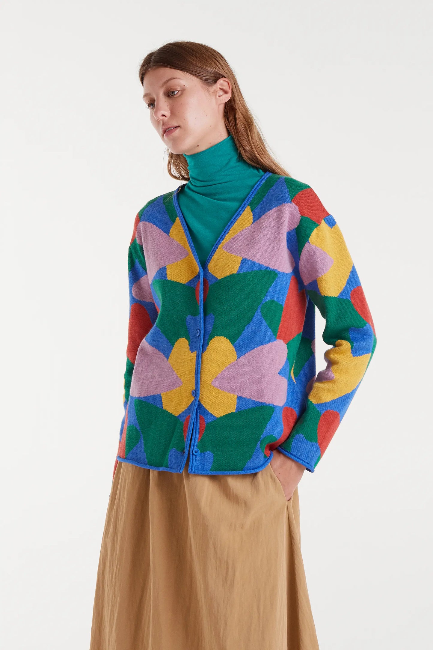 Jacquard cardigan with cupid print