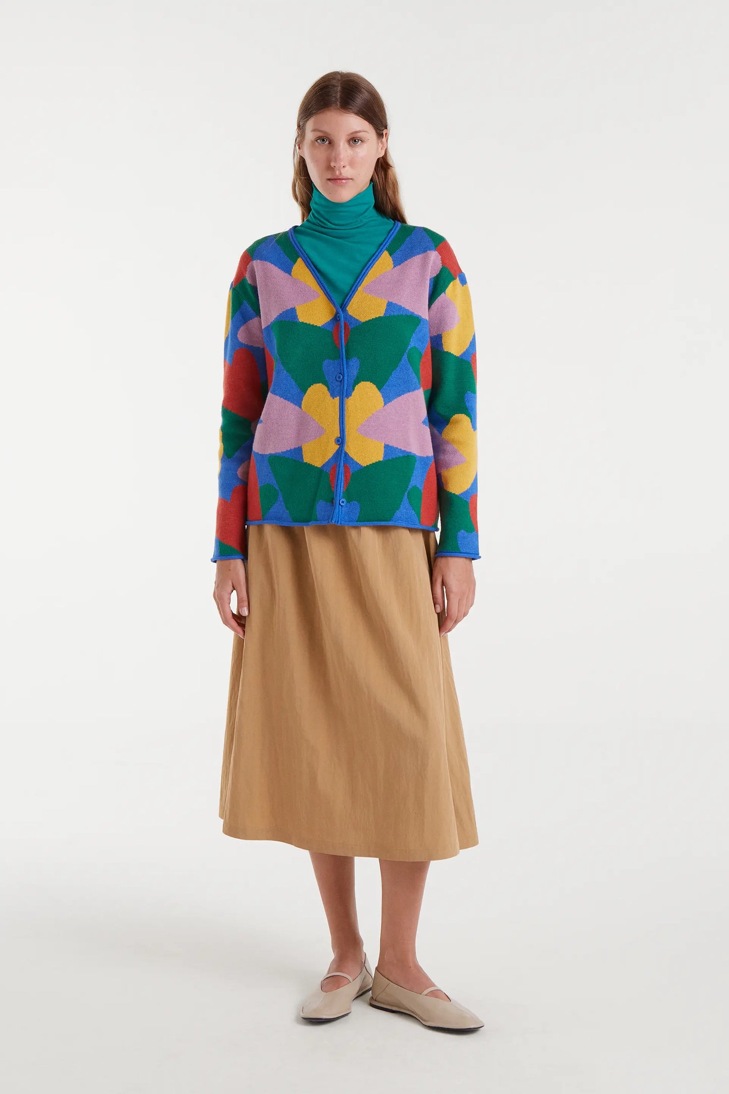 Jacquard cardigan with cupid print