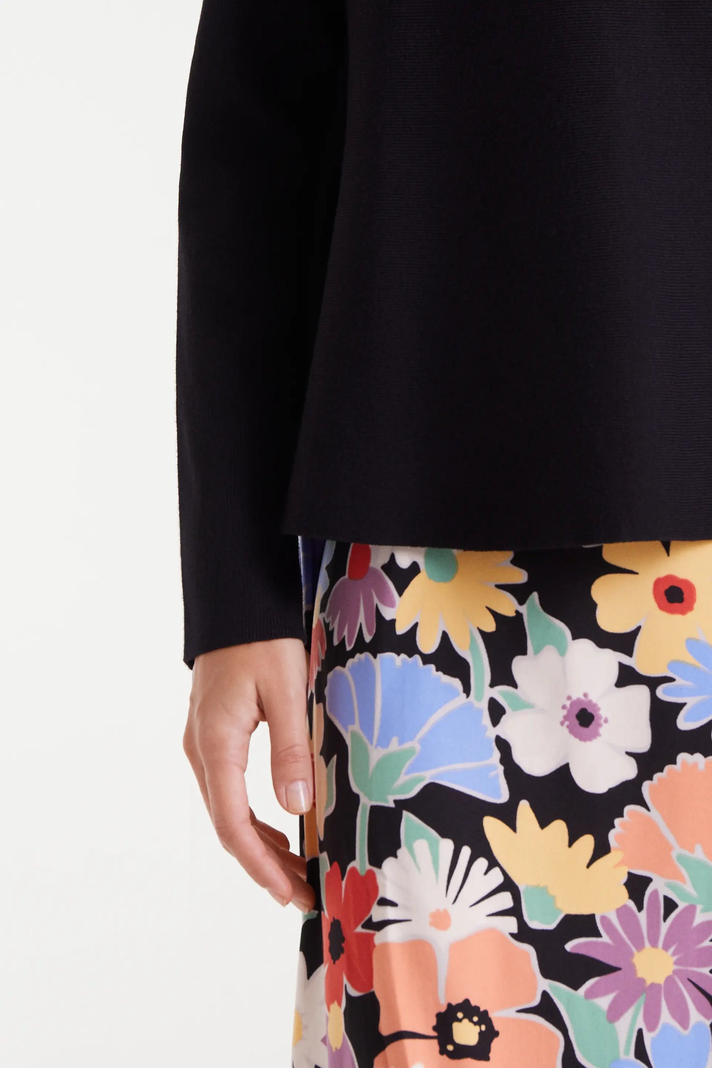 Black flared knit sweater