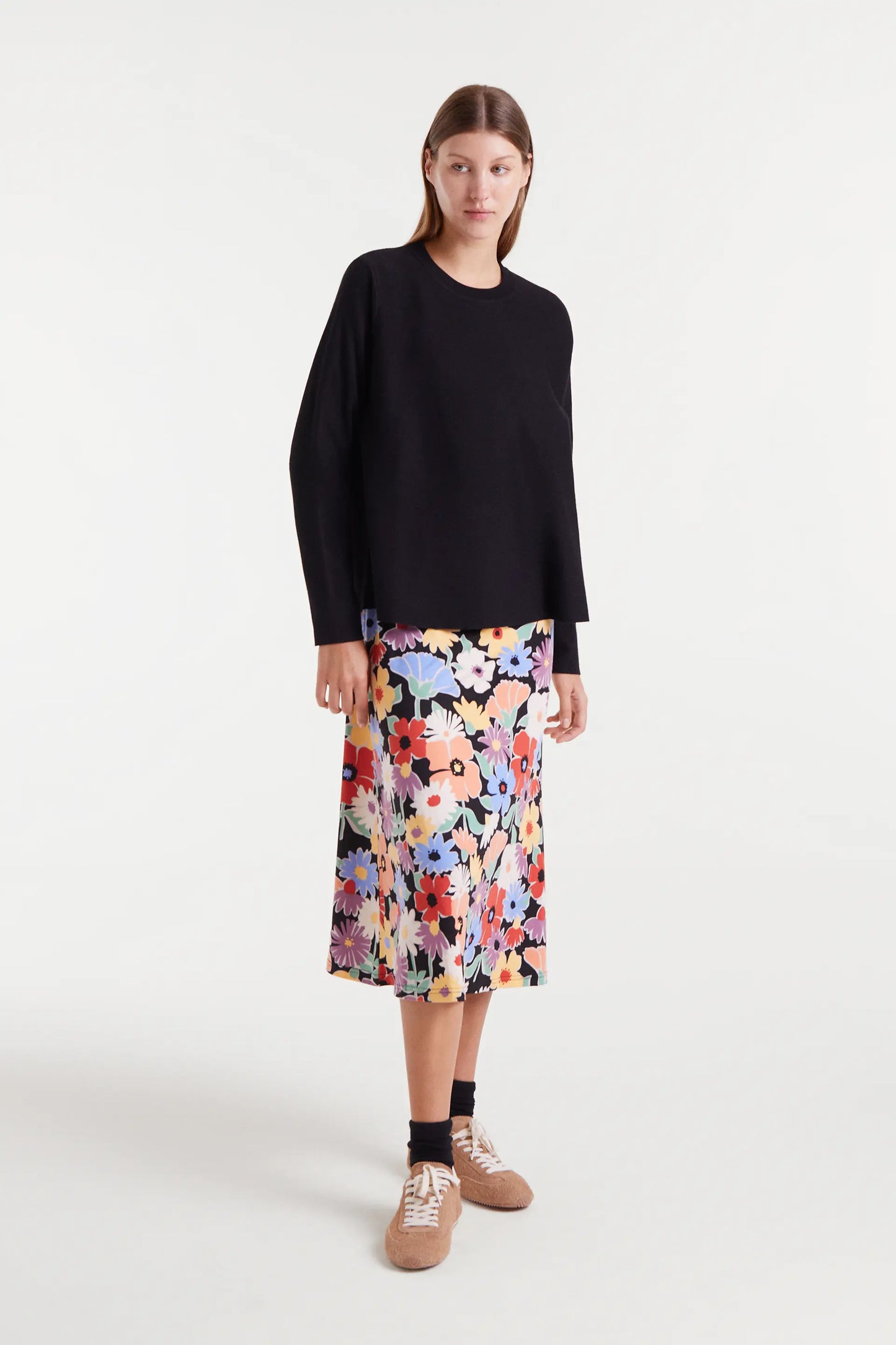 Black flared knit sweater